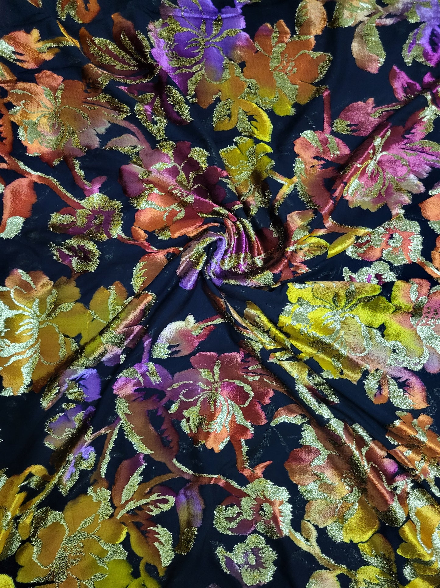 Tissu mousseline à motifs velours "tlija" tissée - Multicolore #14
