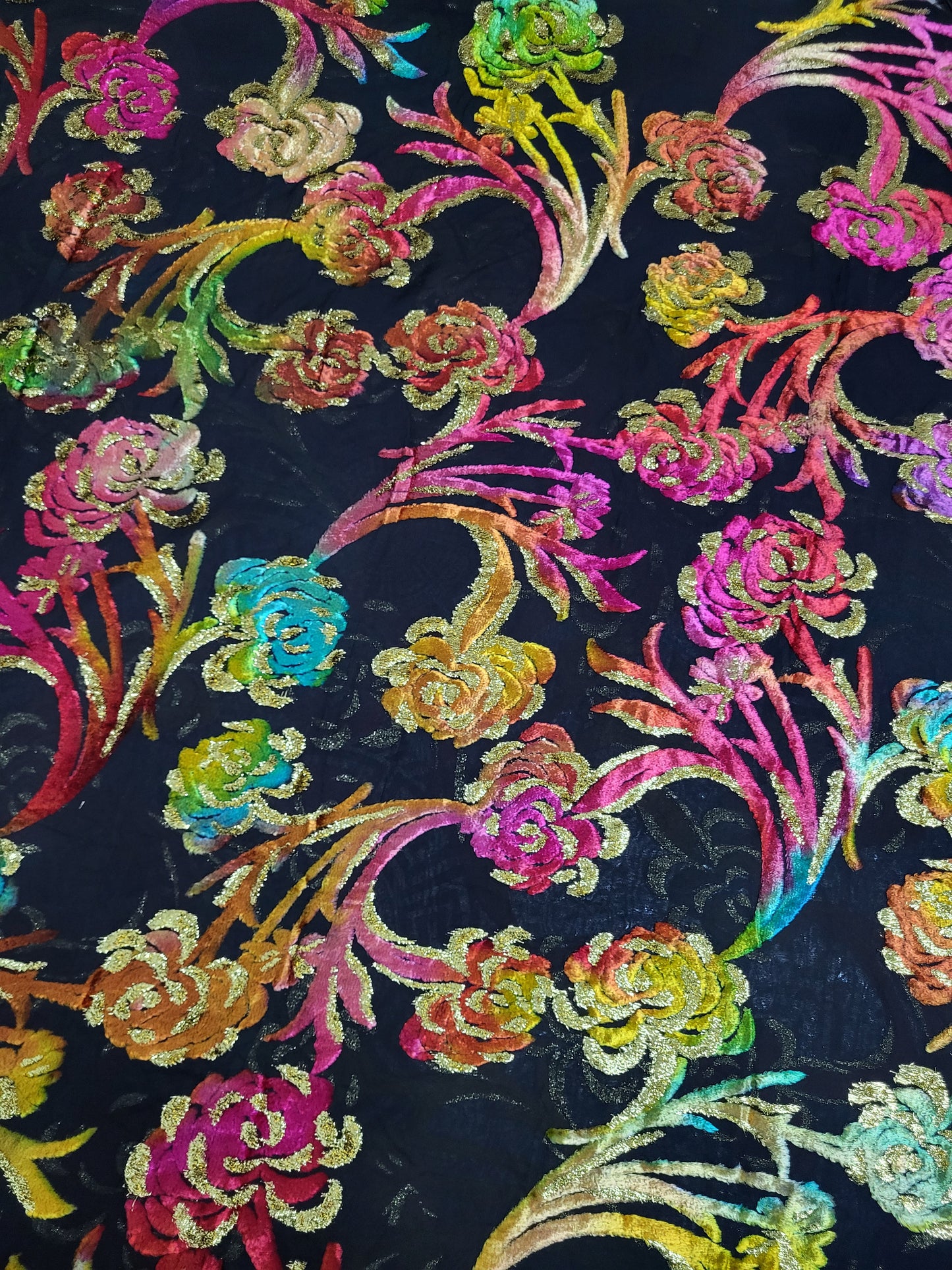 Tissu mousseline à motifs velours "tlija" tissée - Multicolore #9