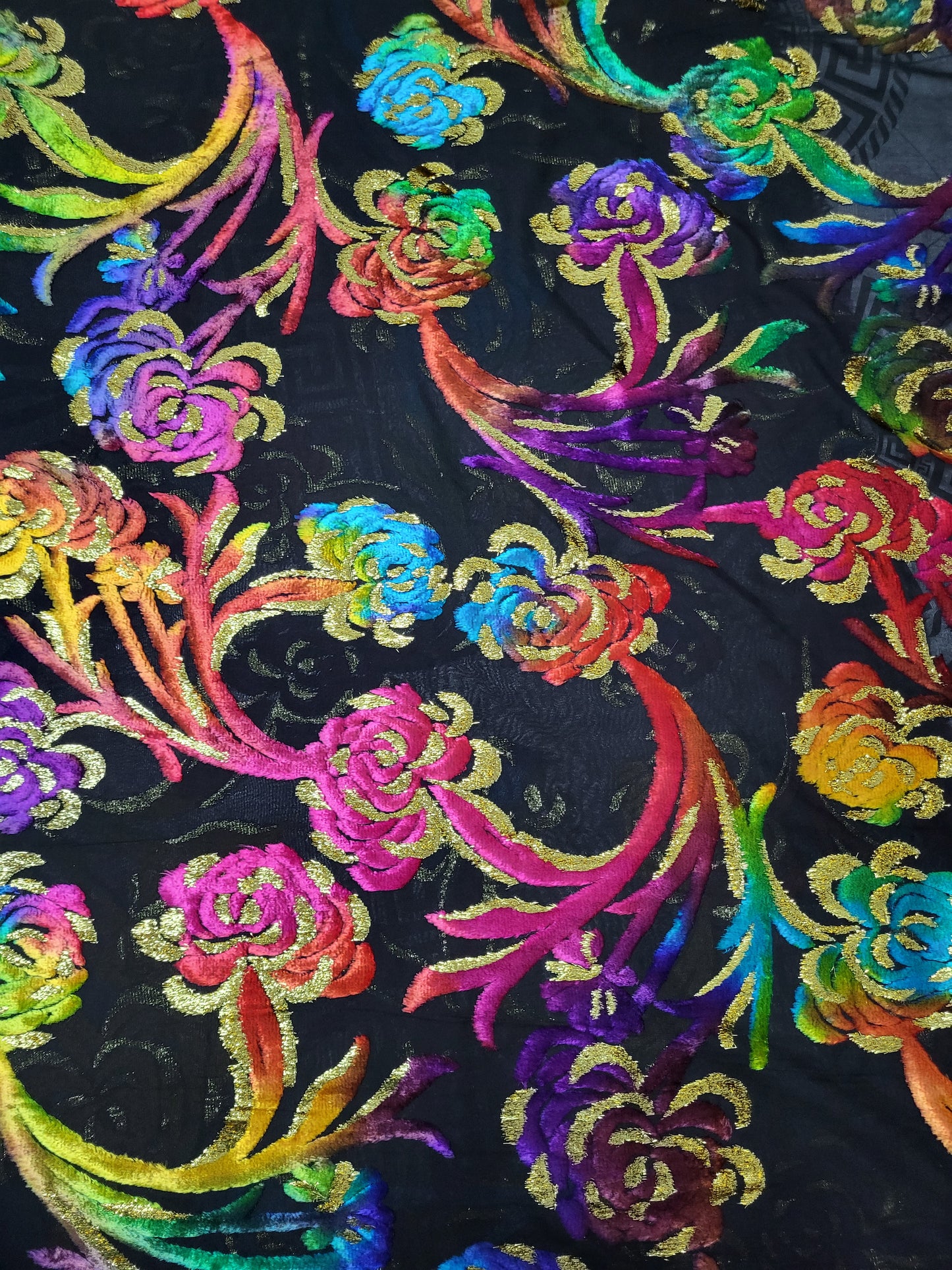 Tissu mousseline à motifs velours "tlija" tissée - Multicolore #21