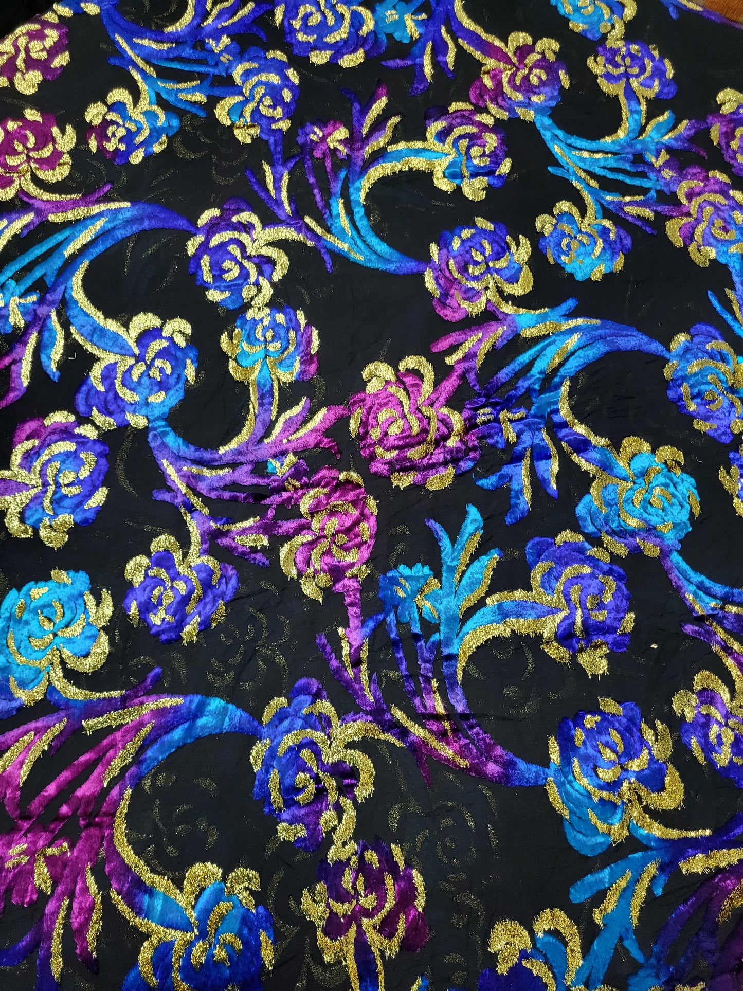 Tissu mousseline à motifs velours "tlija" tissée - Multicolore #19
