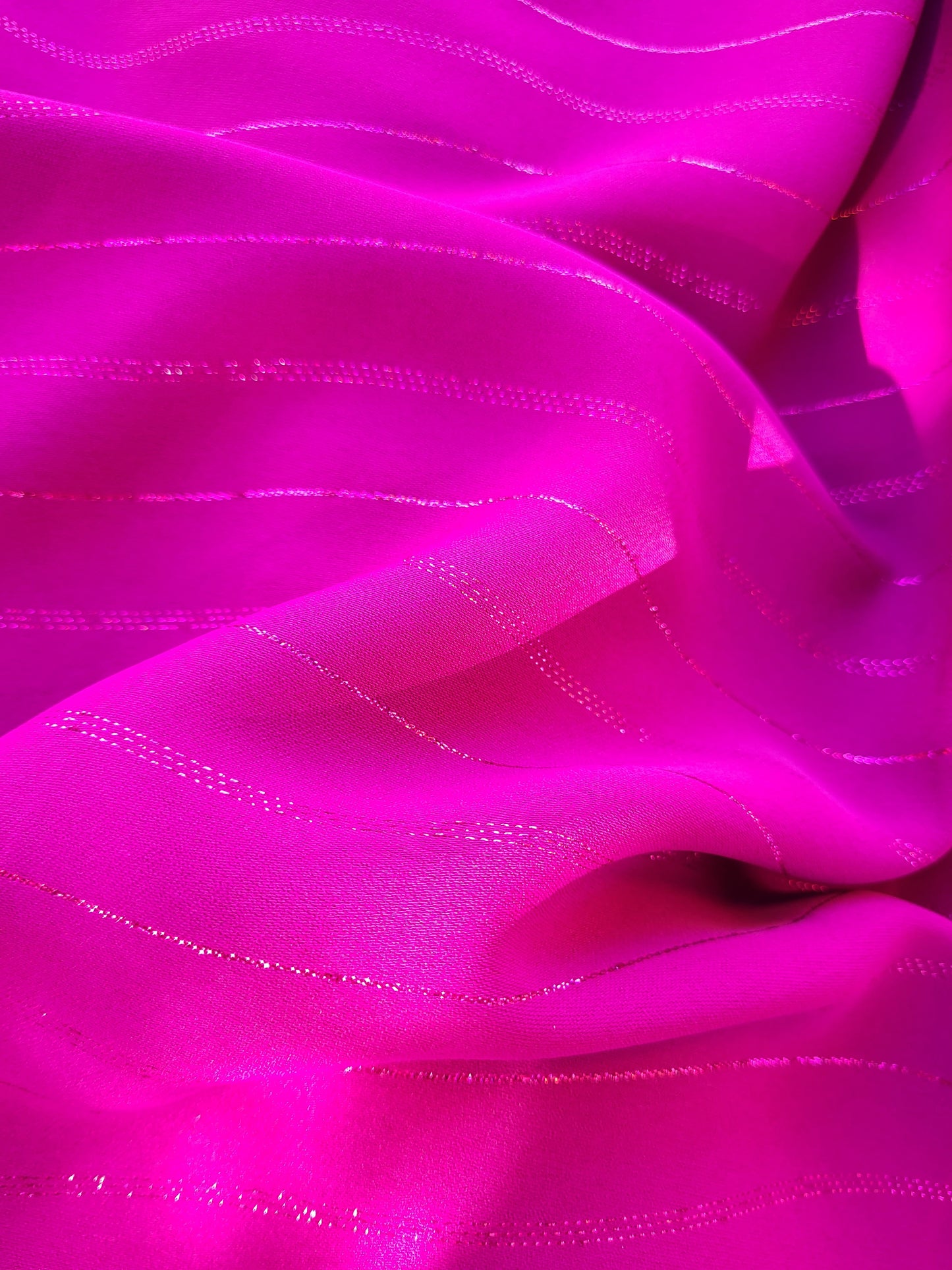 Plain metallic crepe fabric - Fuchsia pink
