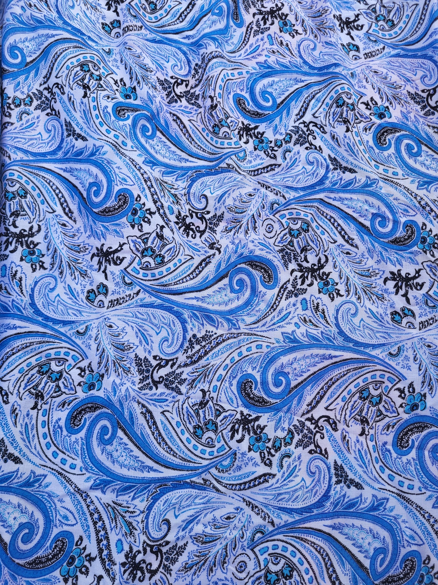 Tissu coton viscose imprimé - bleu