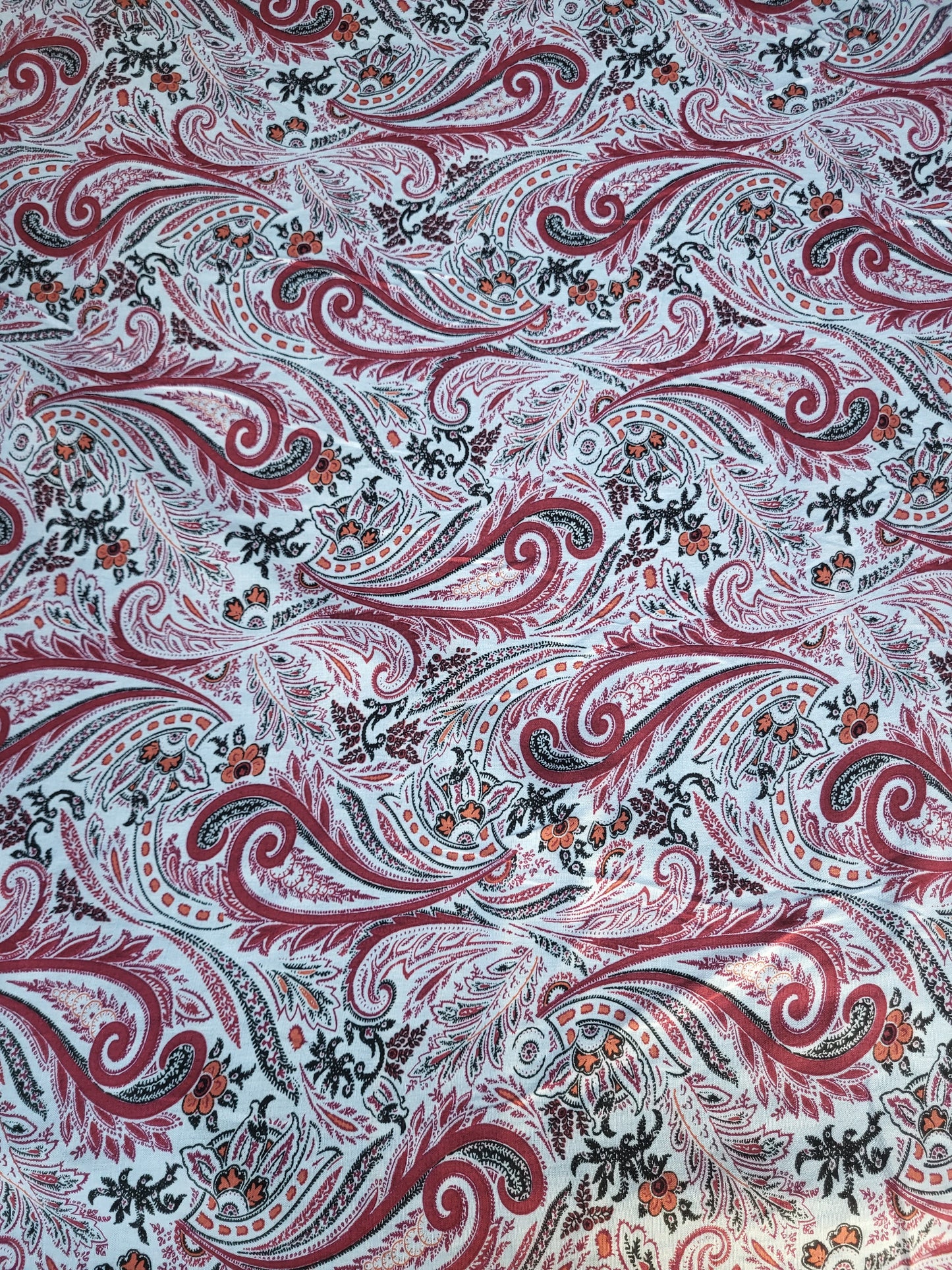 Tissu coton viscose imprimé - Rouge bordeaux