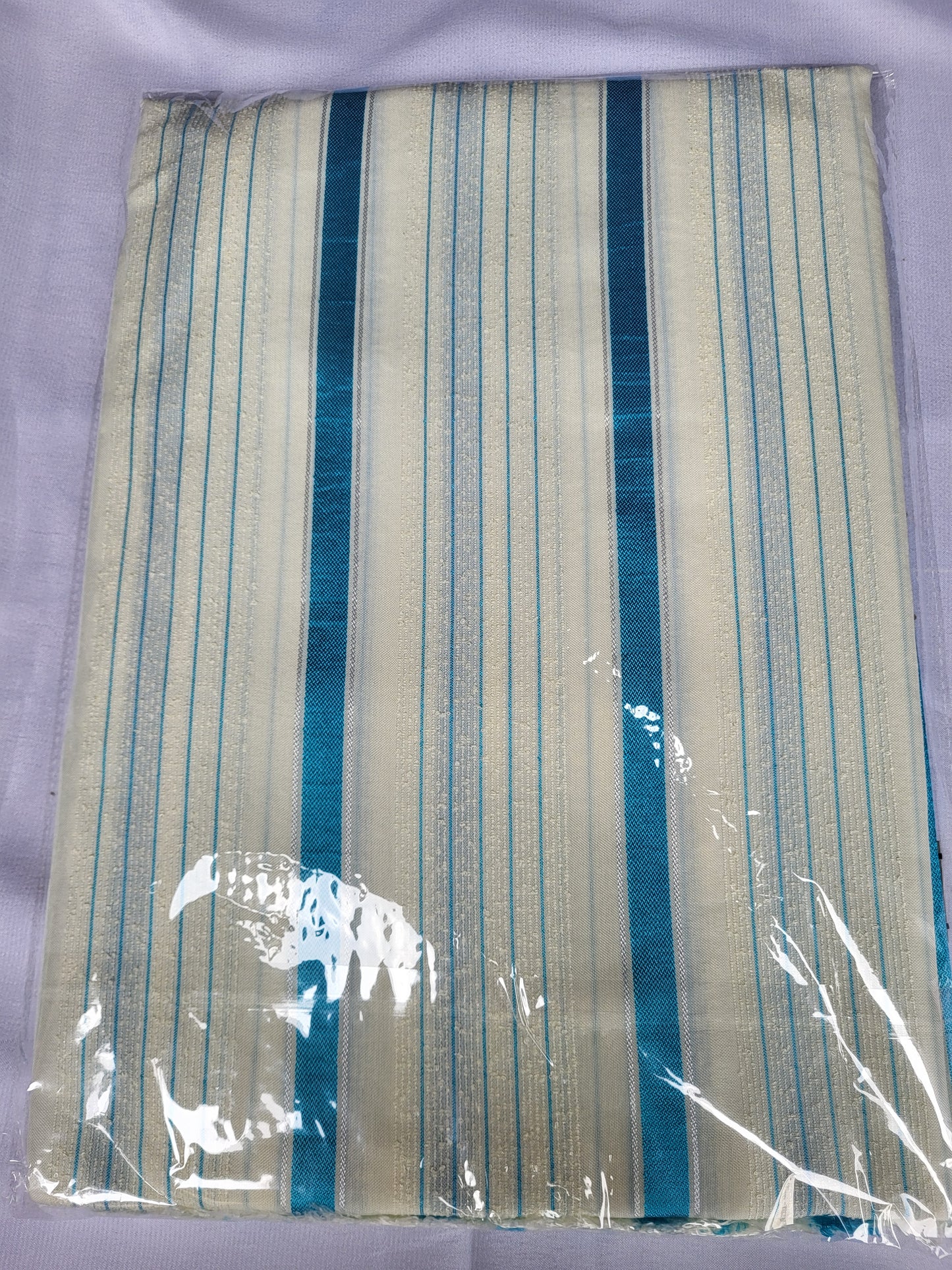 Tissu Sousdi "Jellaba" - Bleu turquoise et Beige