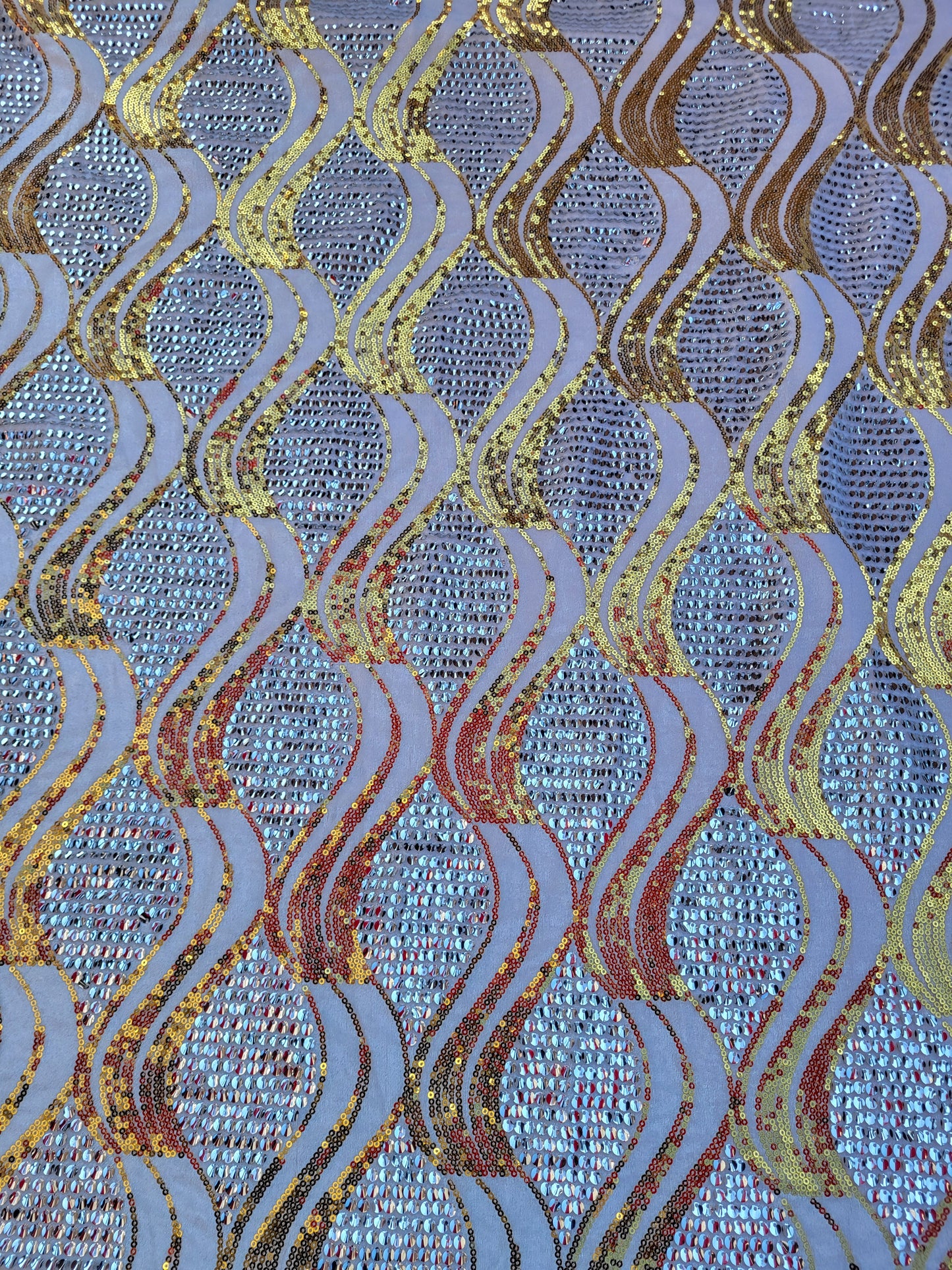 Tissu sequin sur base velours - argent et Or