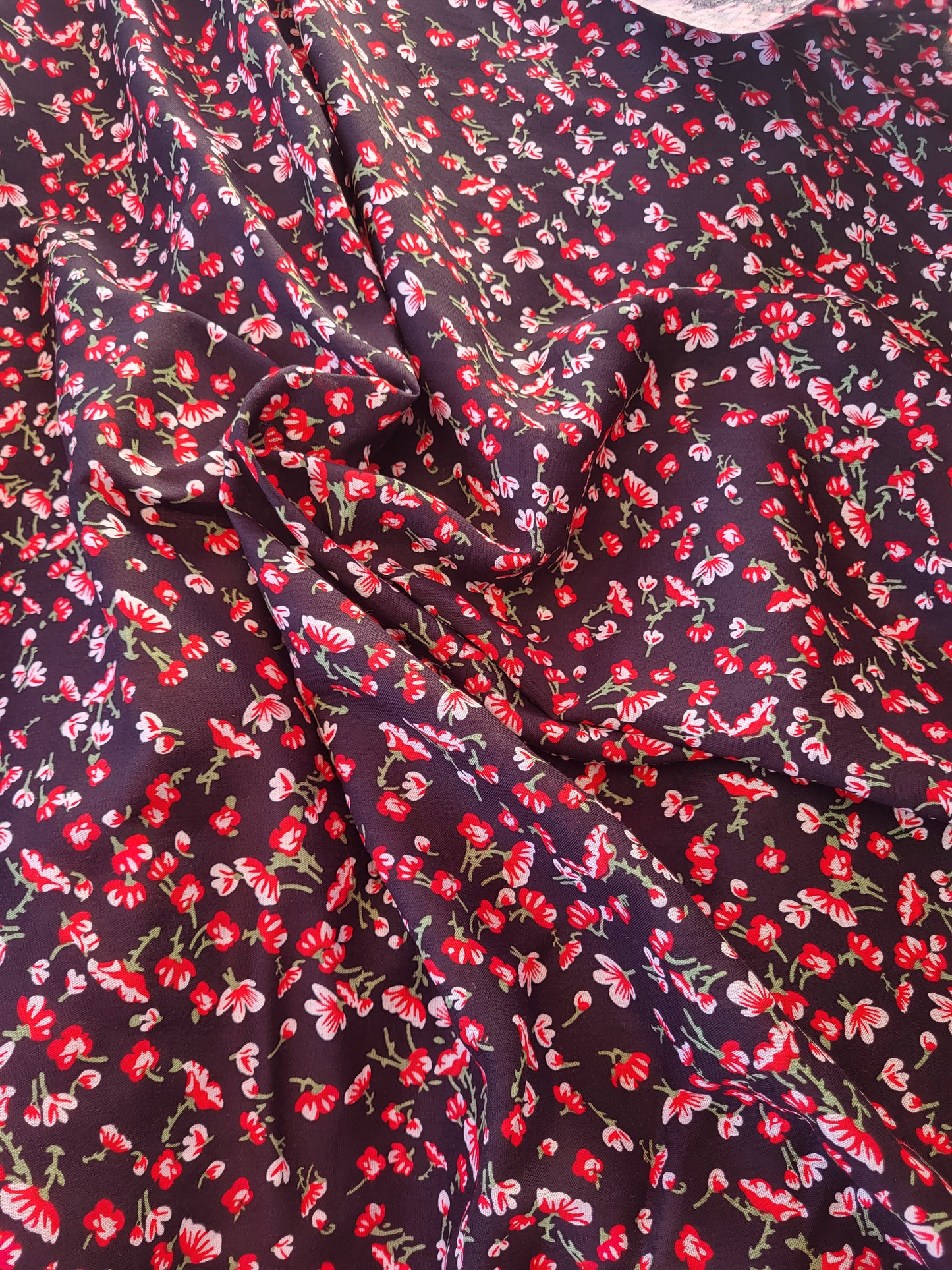 Tissu coton viscose imprimé - Rouge