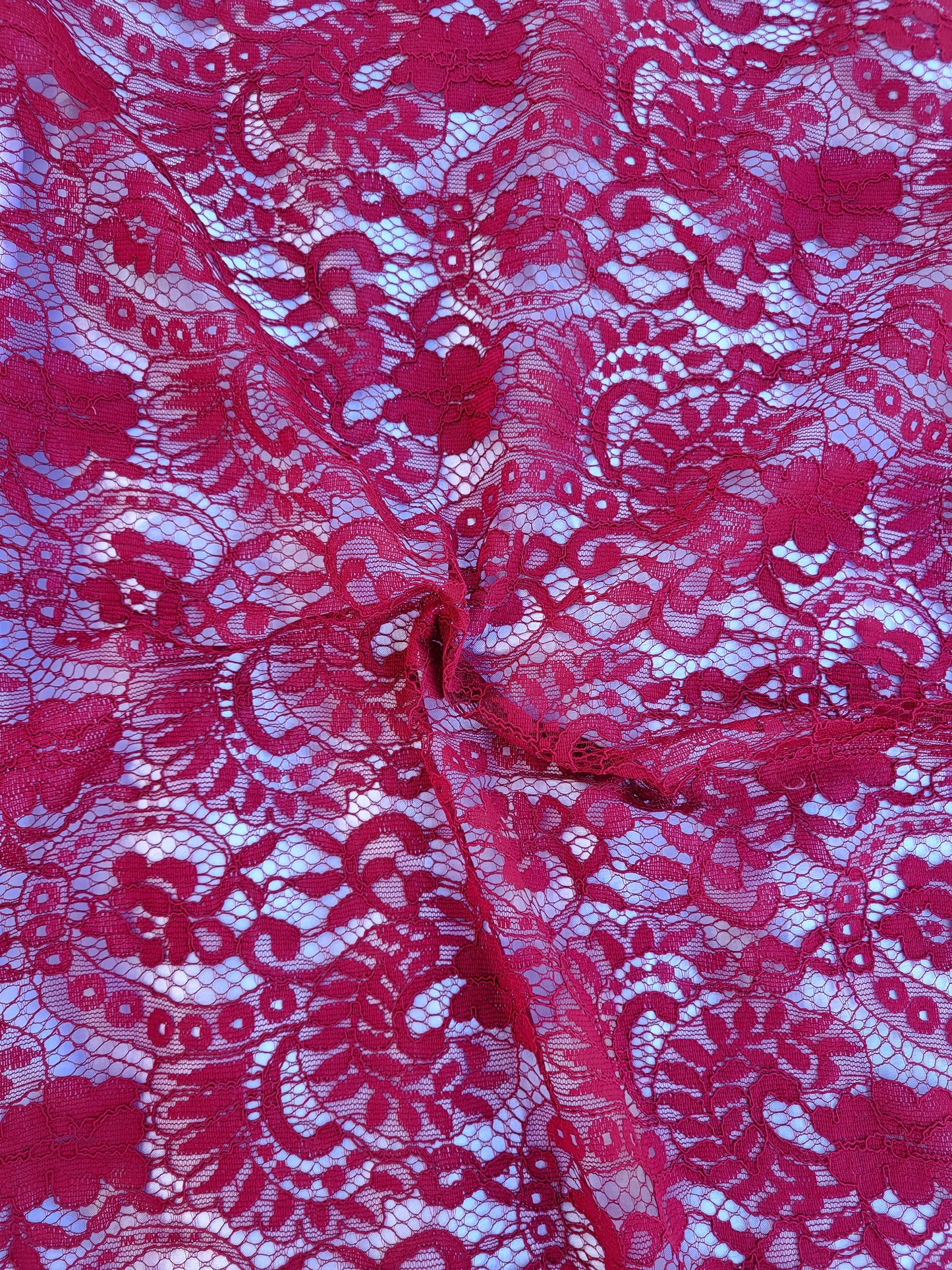 Tissu dentelle monochrome - Bordeaux