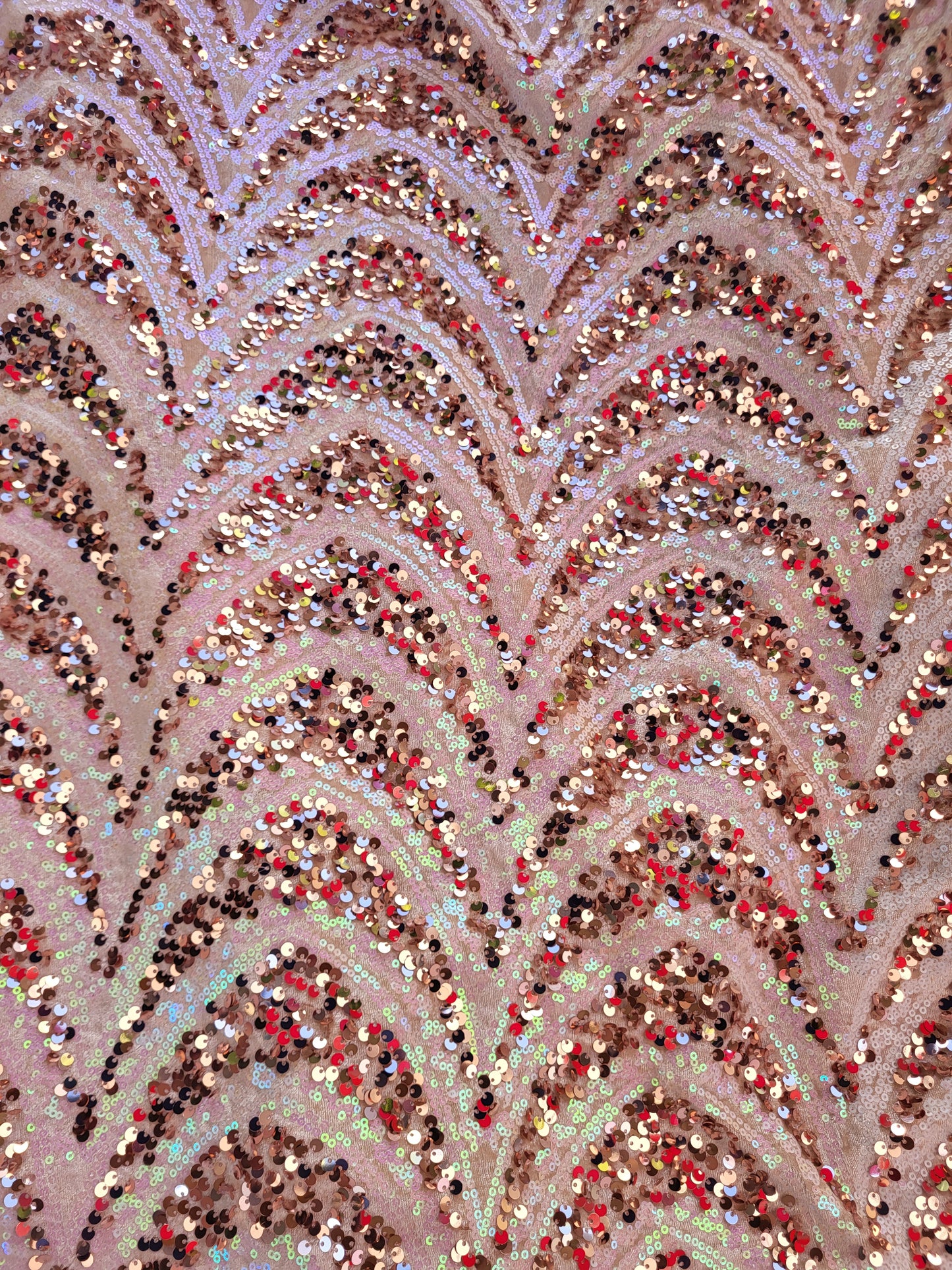Tissu sequin sur base velours - Beige