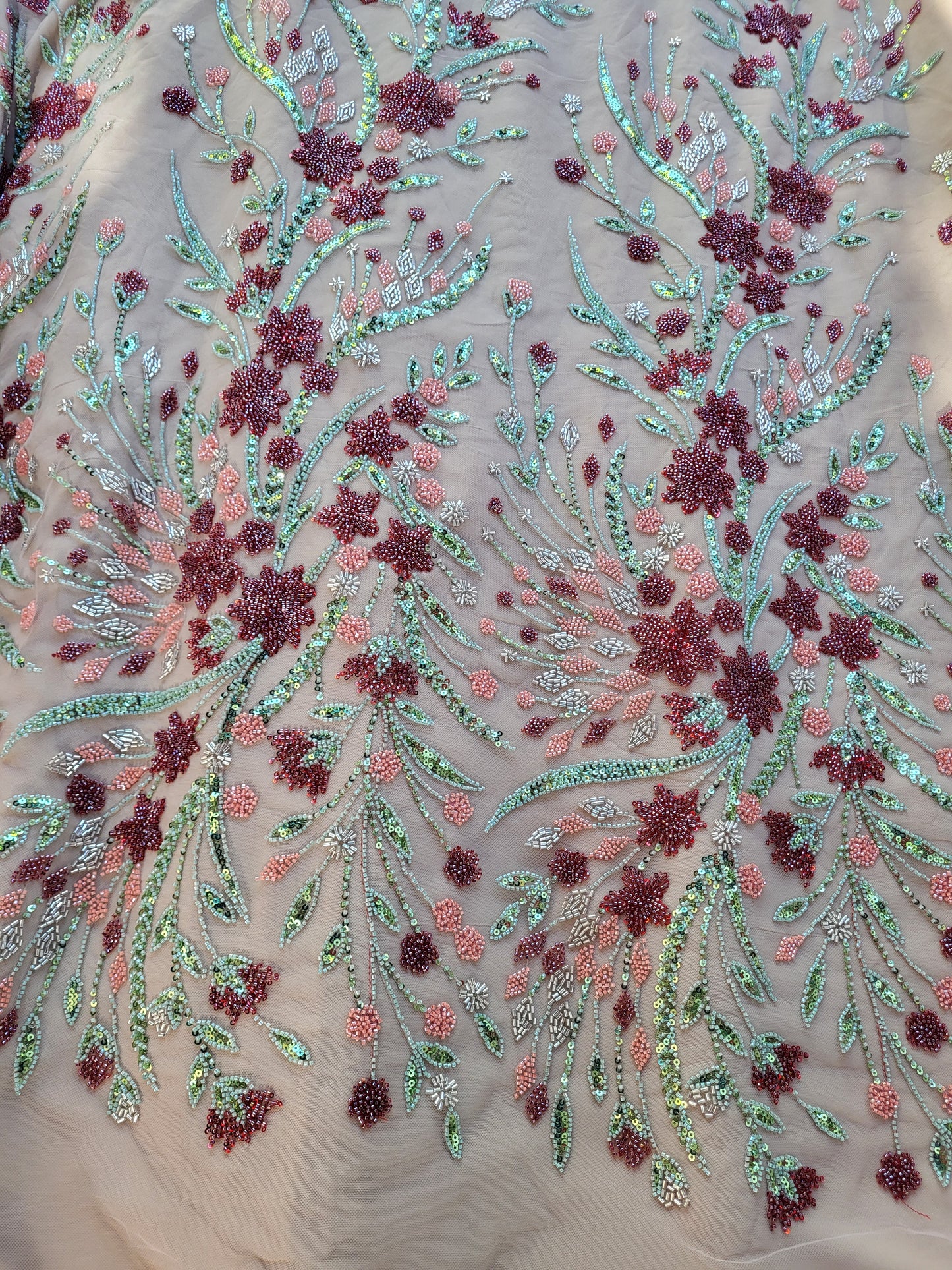 Tissu tulle perlé - Multicolore