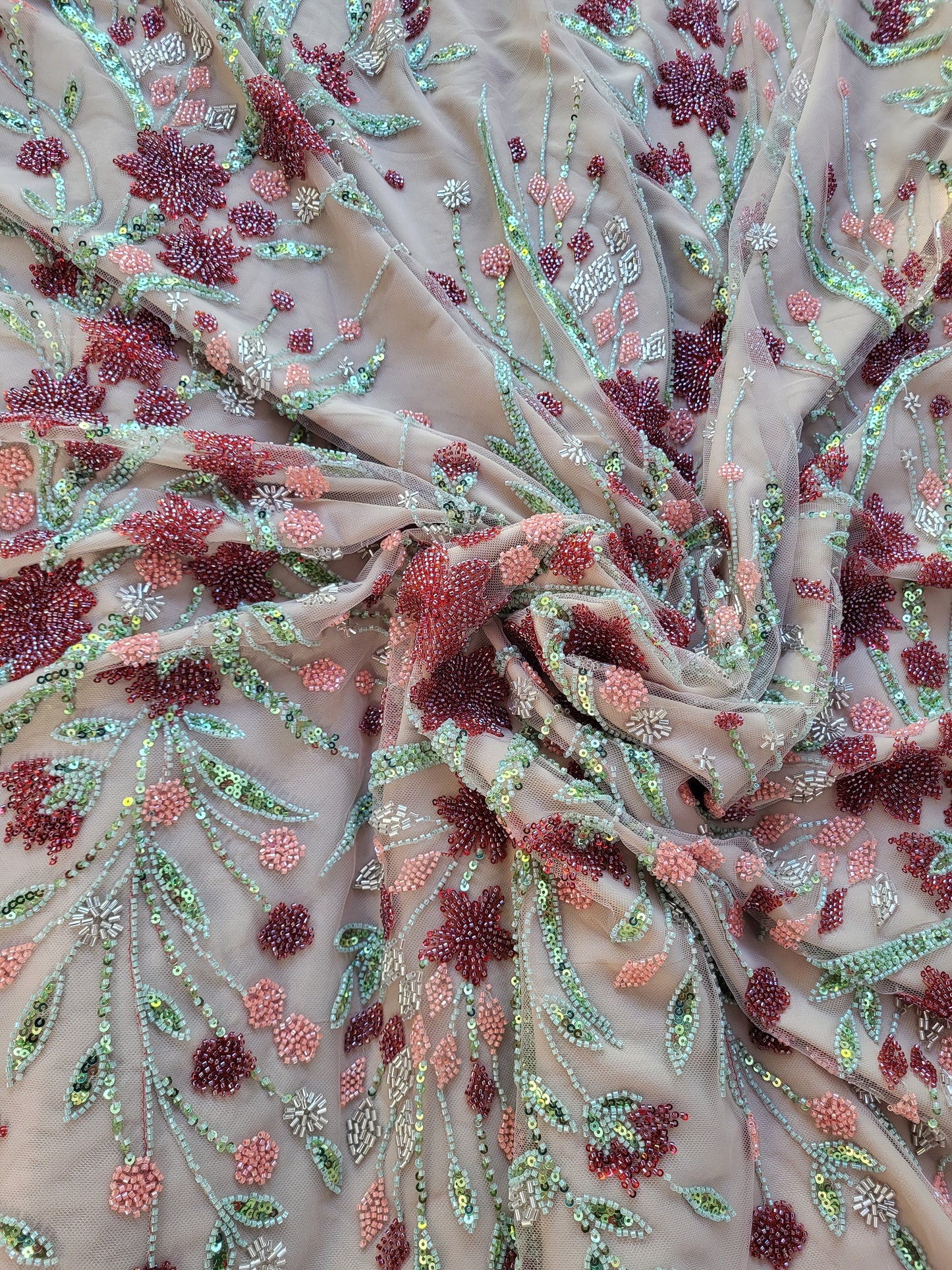 Tissu tulle perlé - Multicolore