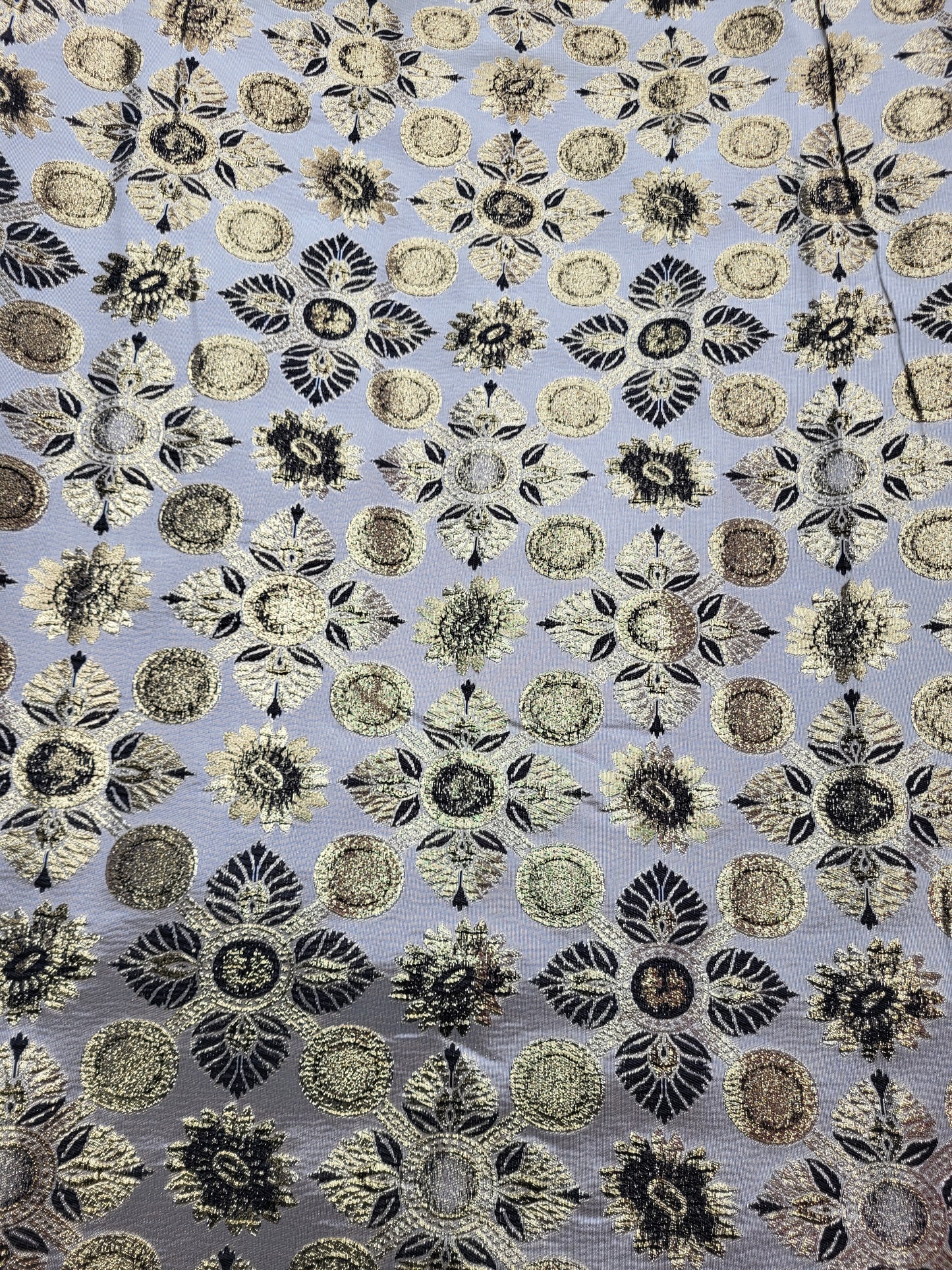 Tissu "Brocart" tissée - Noir et Or