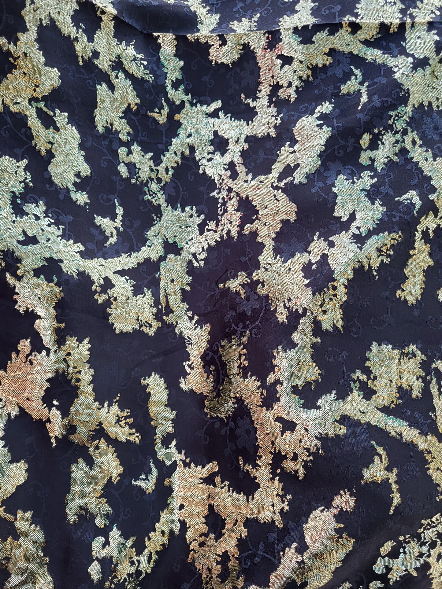 Tissu "Brocart" tissée - Noir et Or #1