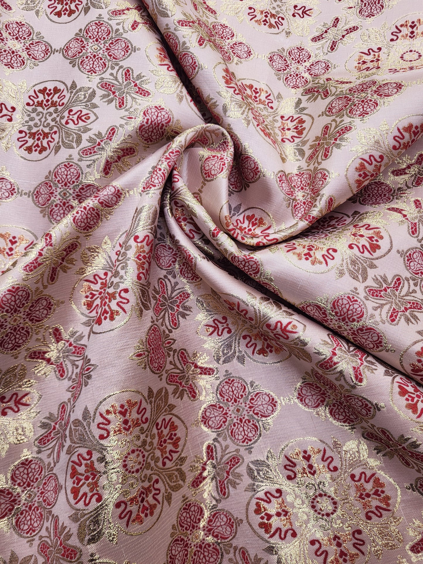 Tissu "Brocart" tissée - Bordeaux et Or