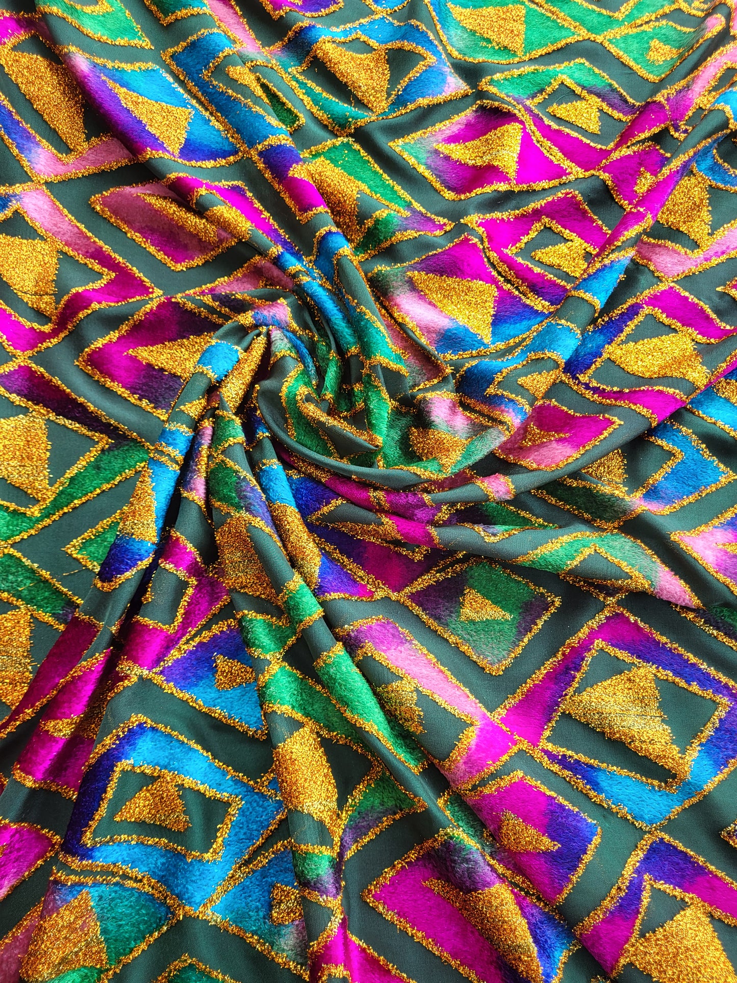 Tissu mousseline à motifs velours "tlija" tissée - Vert