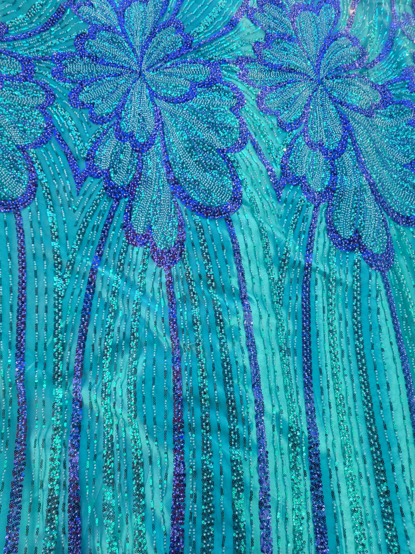 Tissu tulle perlé - Vert