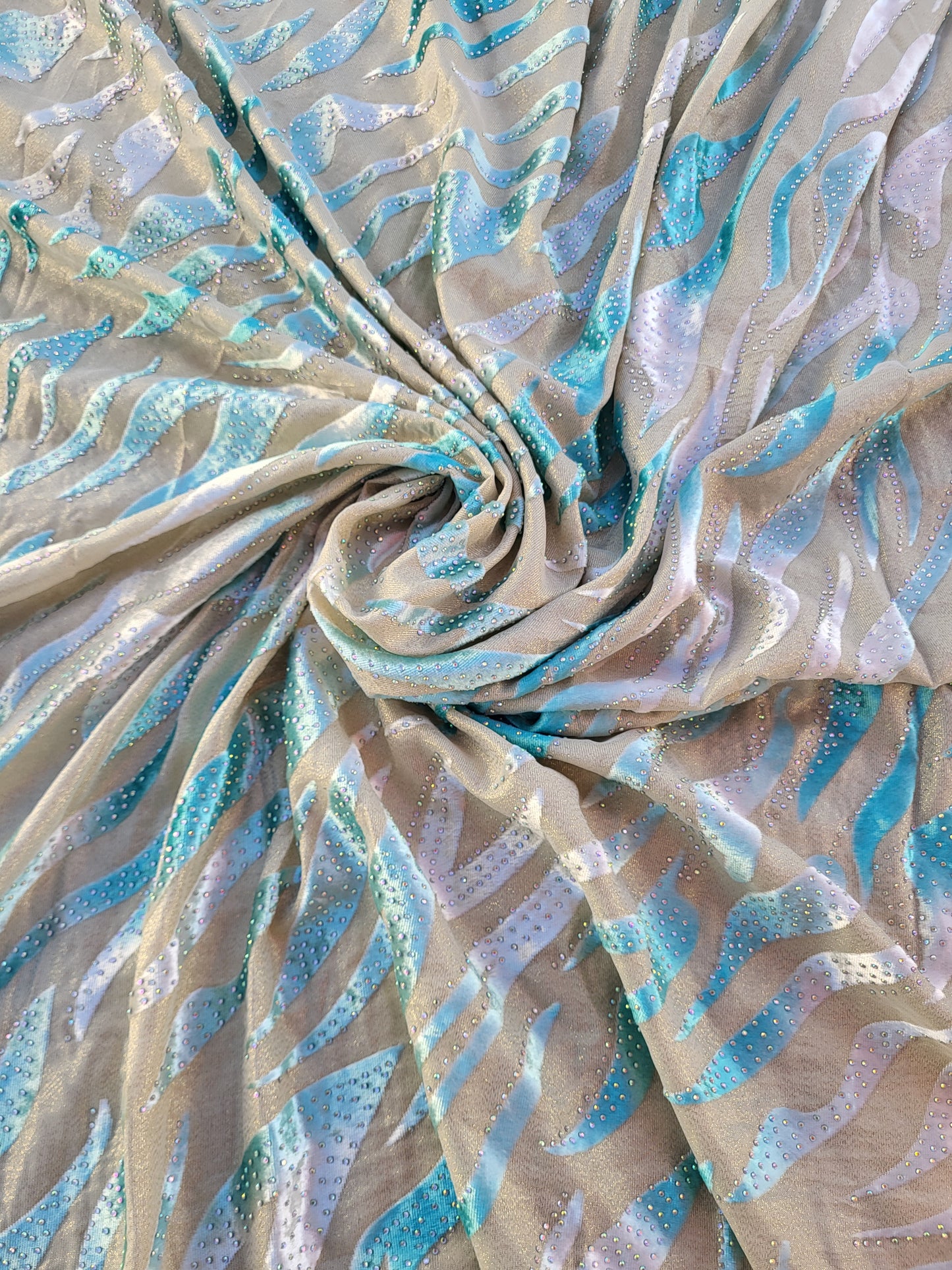 Tissu lamé à motifs velours "tlija" tissée - Bleu