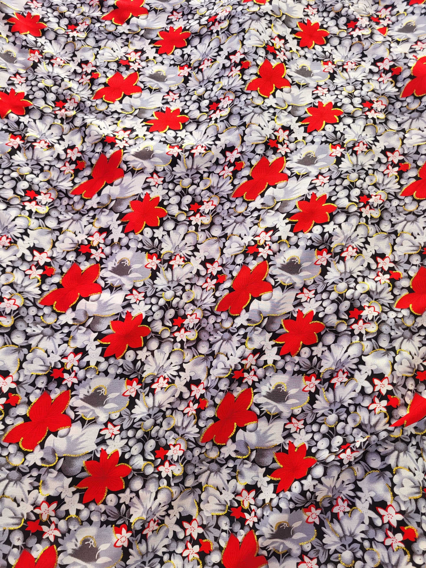 Tissu coton viscose imprimé - Rouge#2