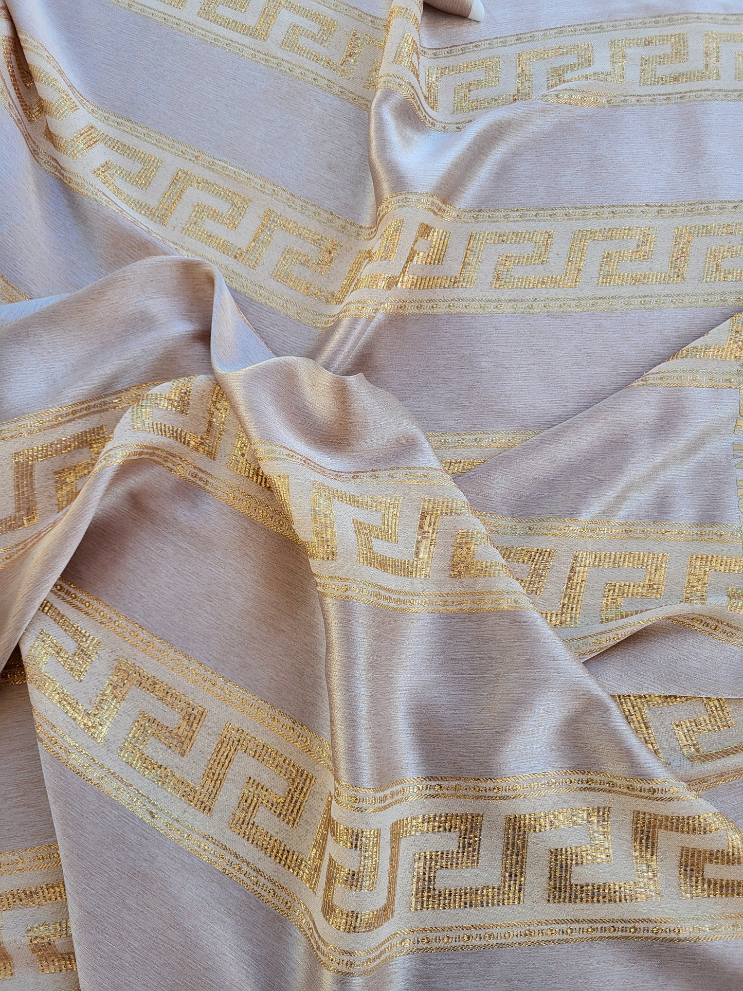 Tissu satin de soie "jawhara" tissé - Rose et Or #2
