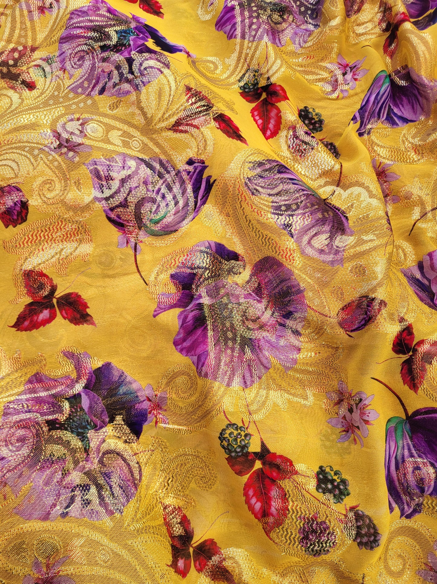 Tissu mousseline de soie "tlija" tissée - Jaune