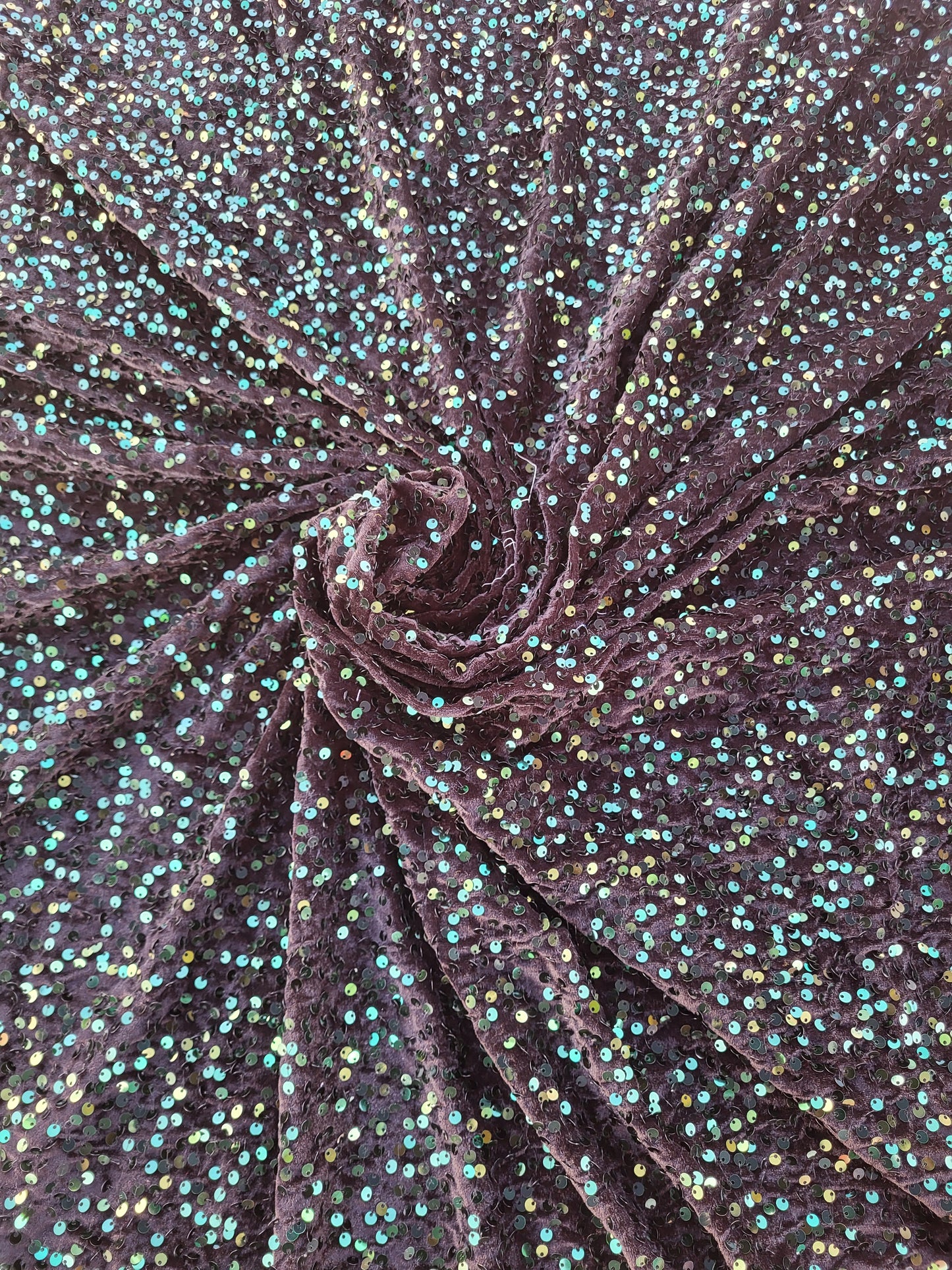 Tissu sequin sur base velours - Vert