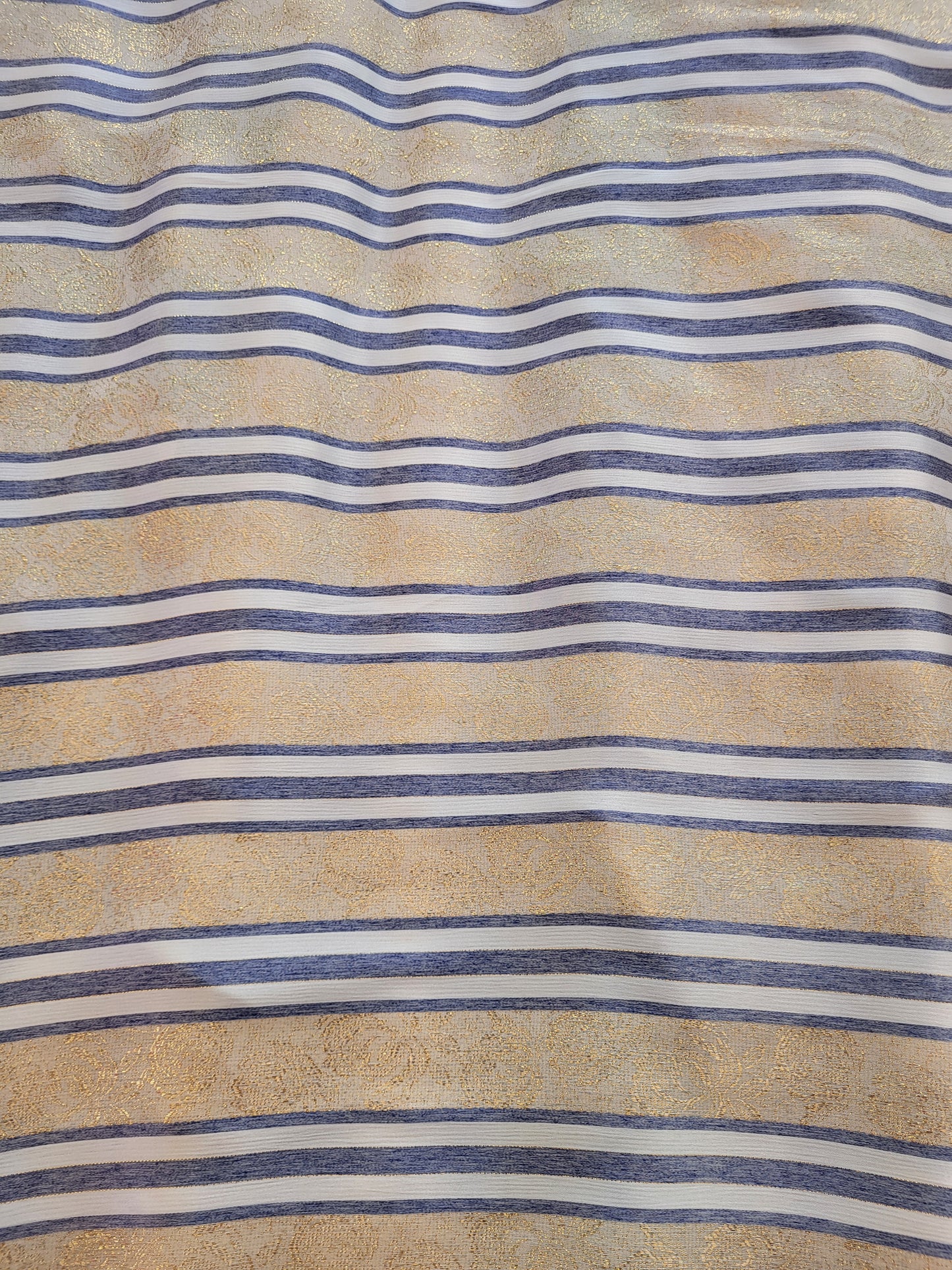 Tissu satin de soie "jawhara" tissé - Bleu et Or