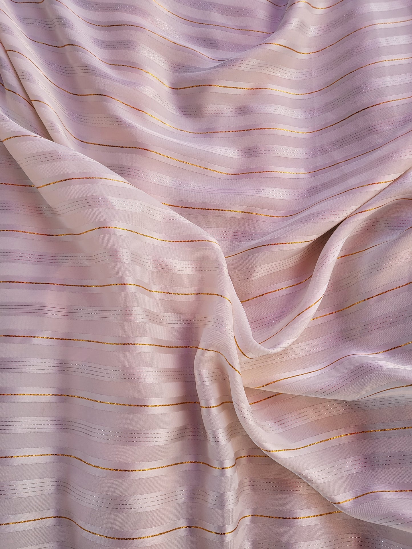 Tissu satin de soie "jawhara" tissé - Blanc cassé et Or #3