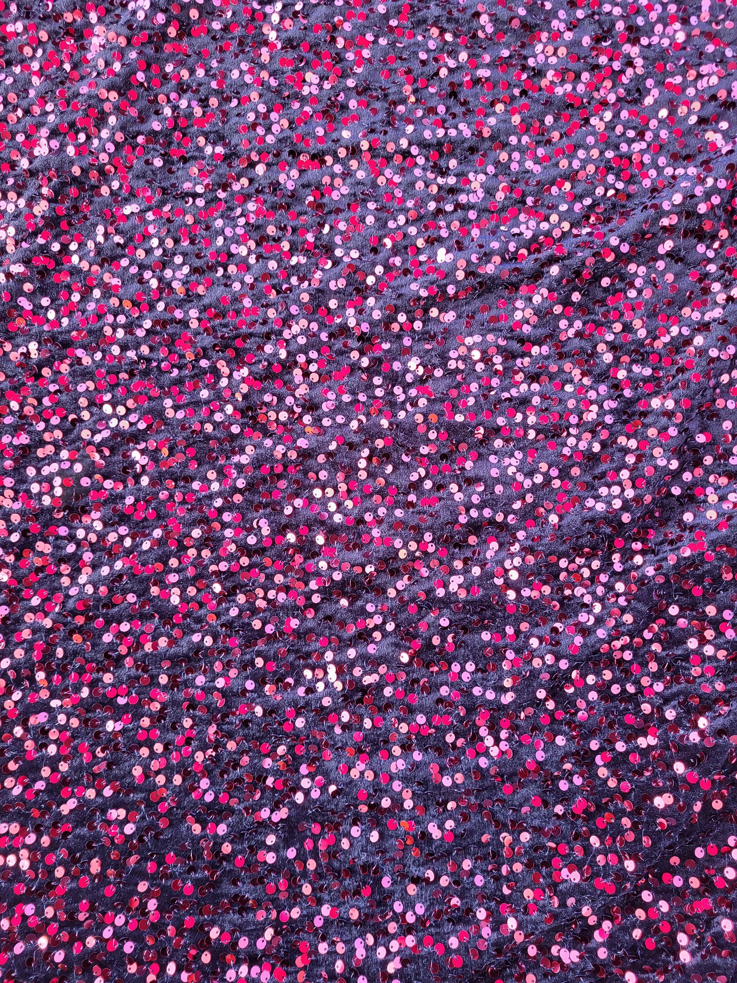Tissu sequin sur base velours - Bordeaux