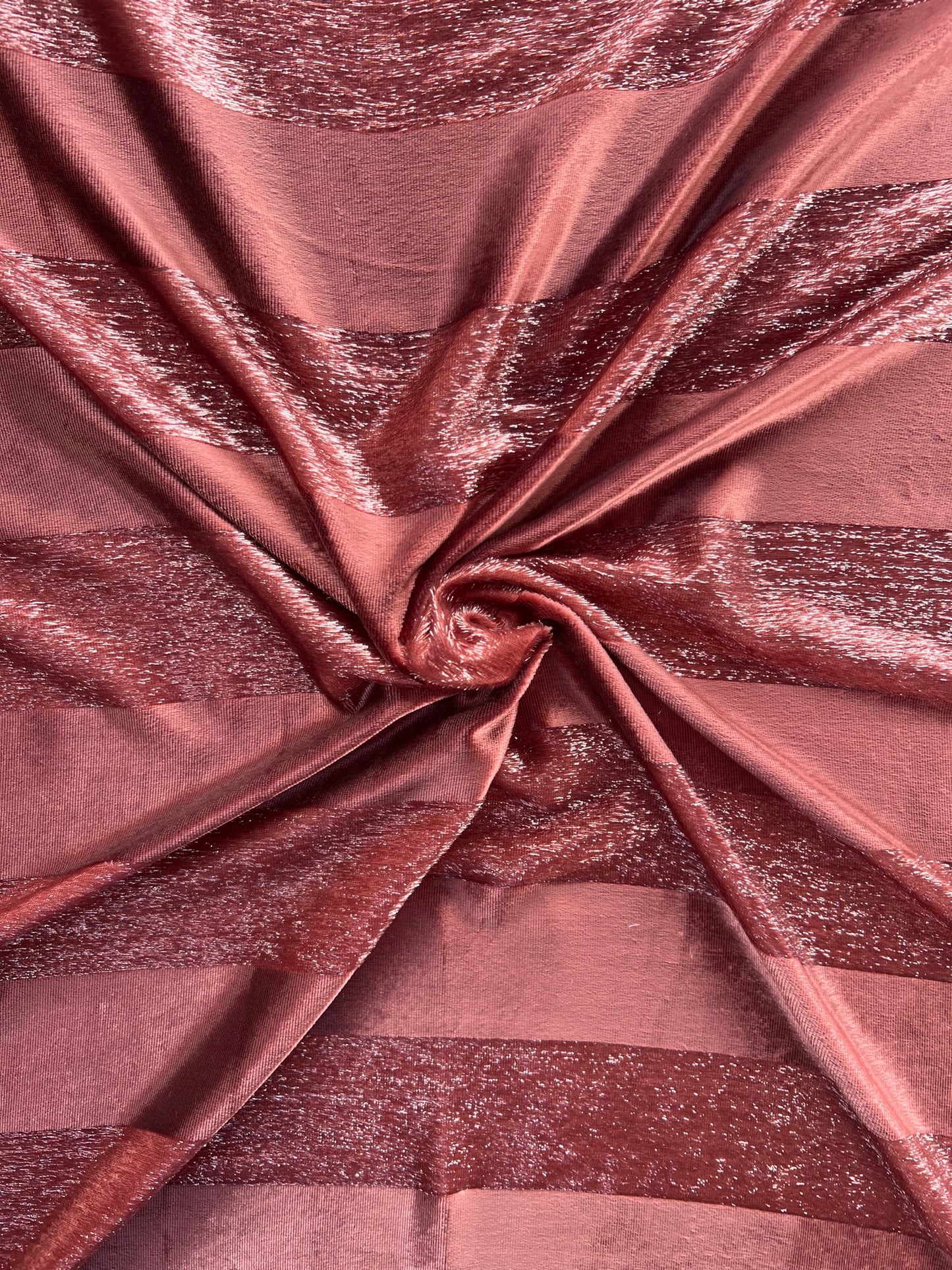 Tissu velours uni à rayures - Marron châtain