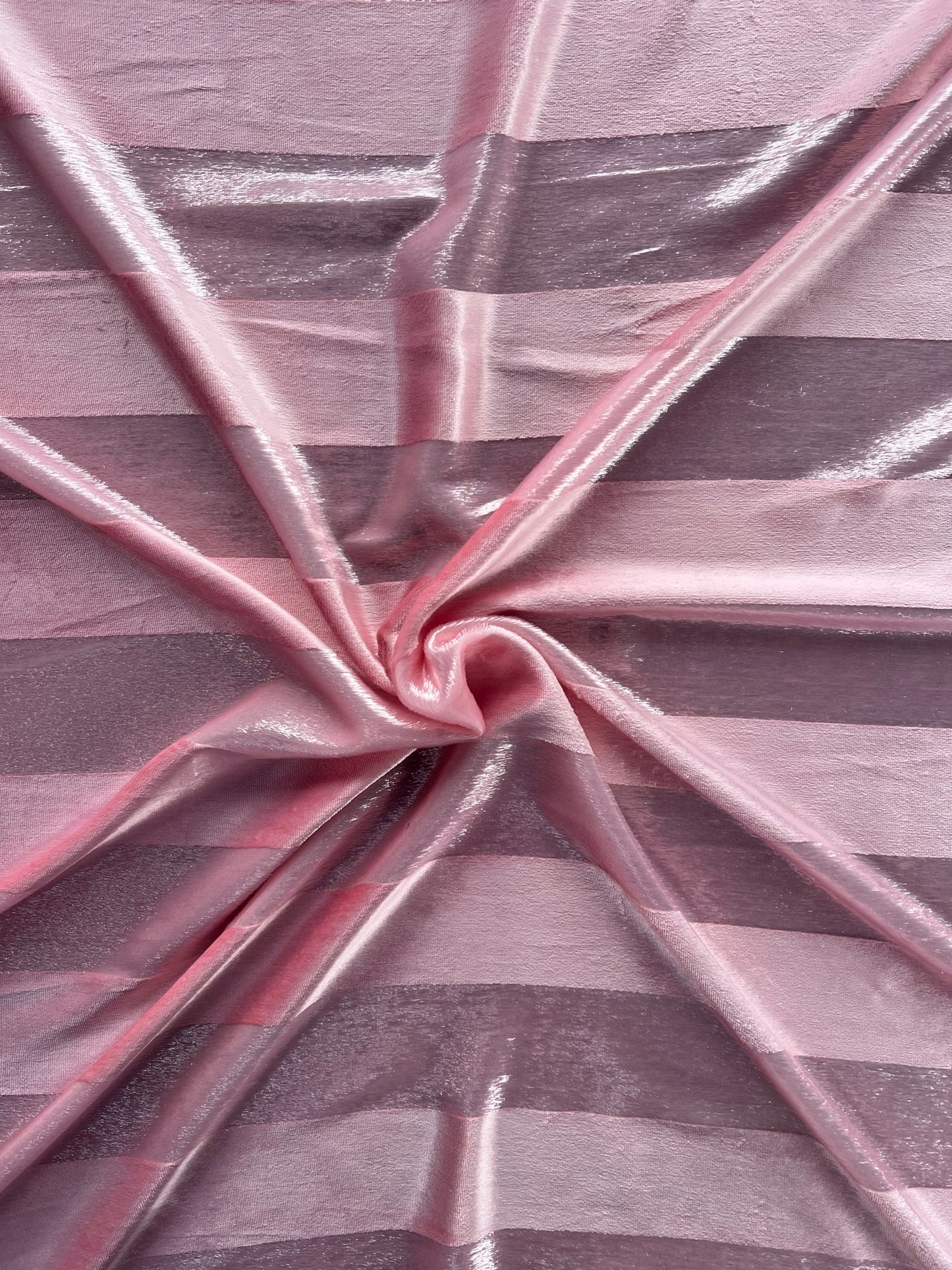 Tissu velours uni à rayures - Rose