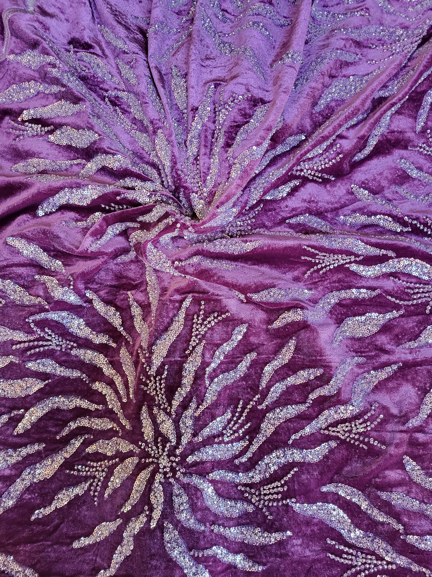 Tissu velours perlé - Violet