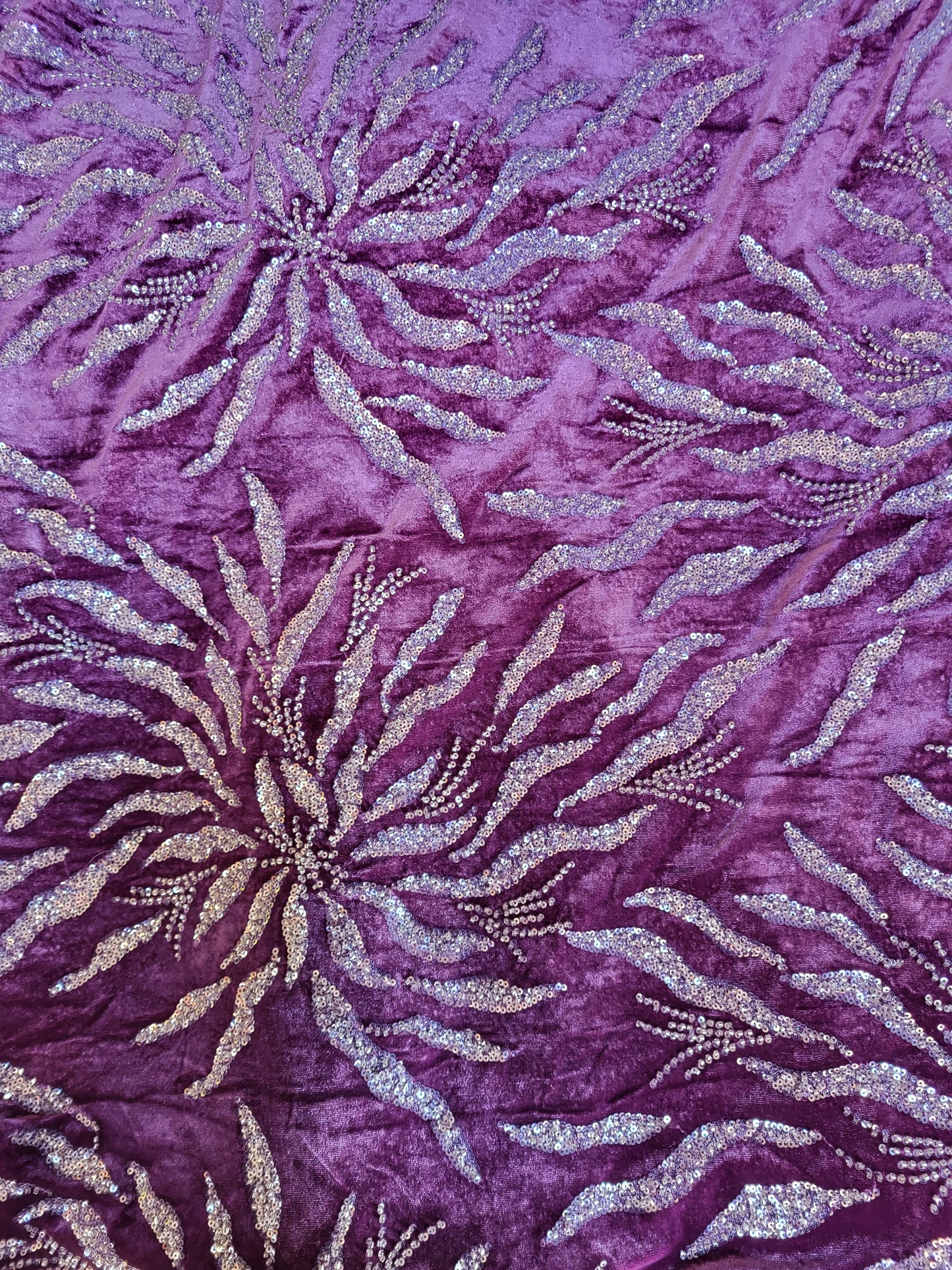 Tissu velours perlé - Violet