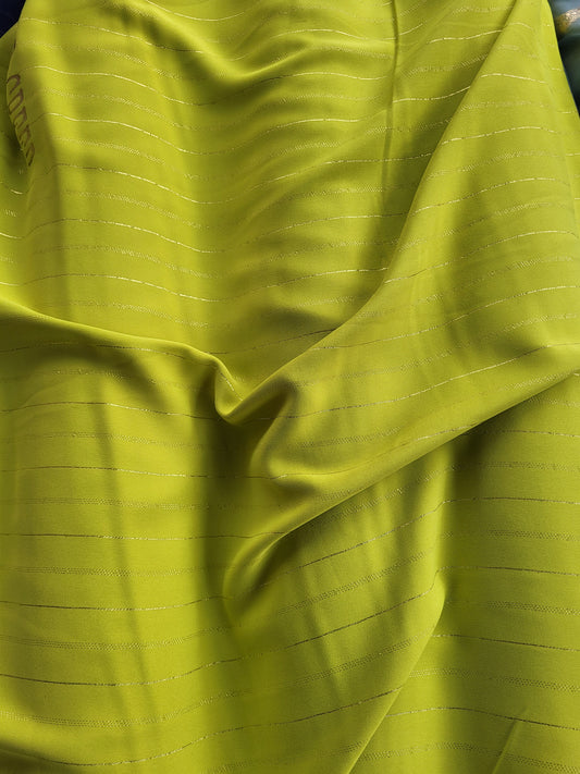 Plain metallic crepe fabric - lime green