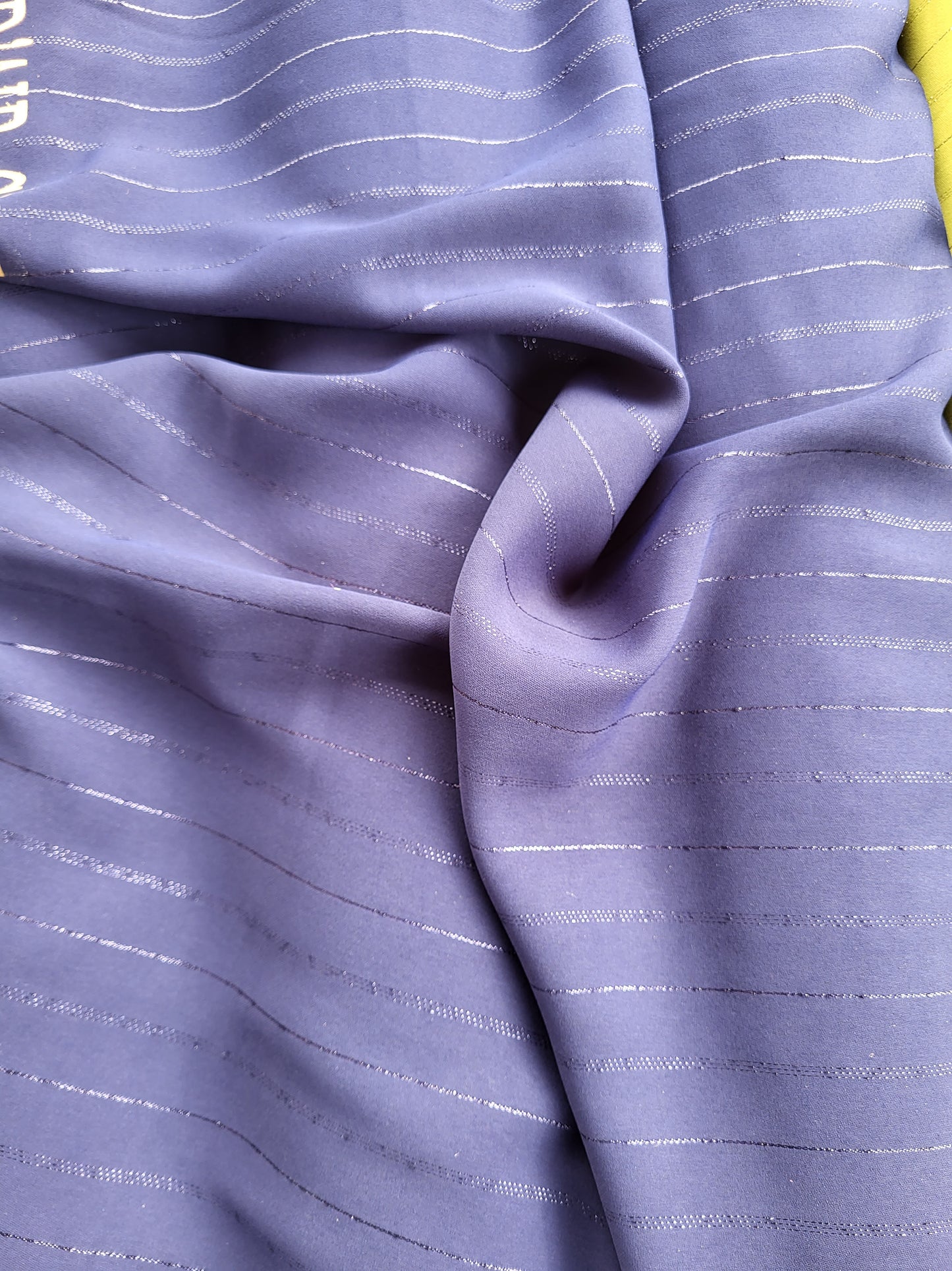 Plain metallic crepe fabric - navy blue