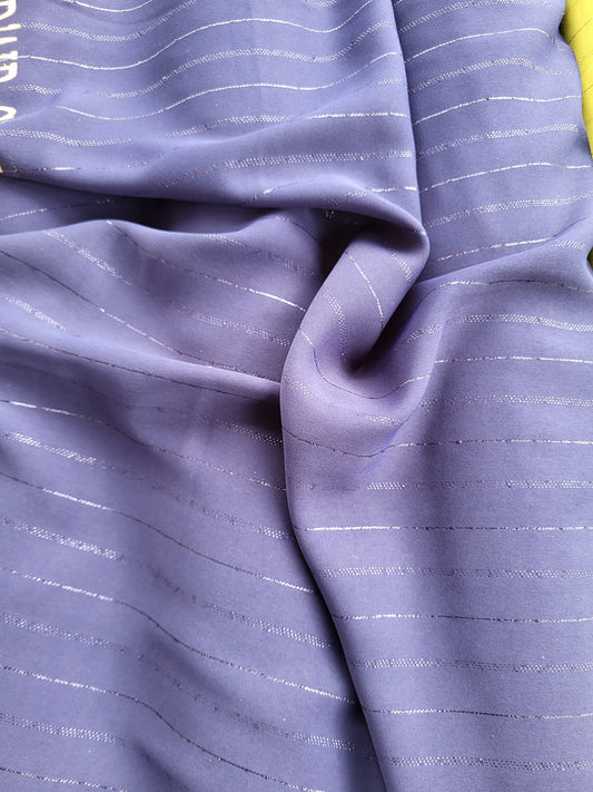 Plain metallic crepe fabric - navy blue