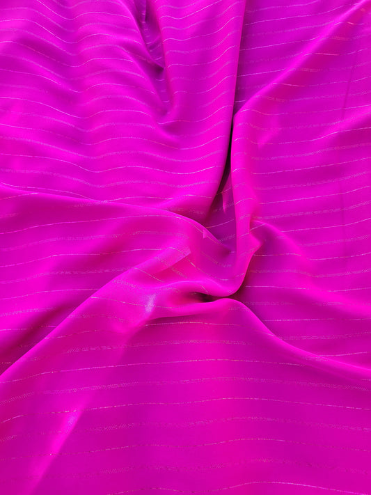 Plain metallic crepe fabric - Fuchsia pink