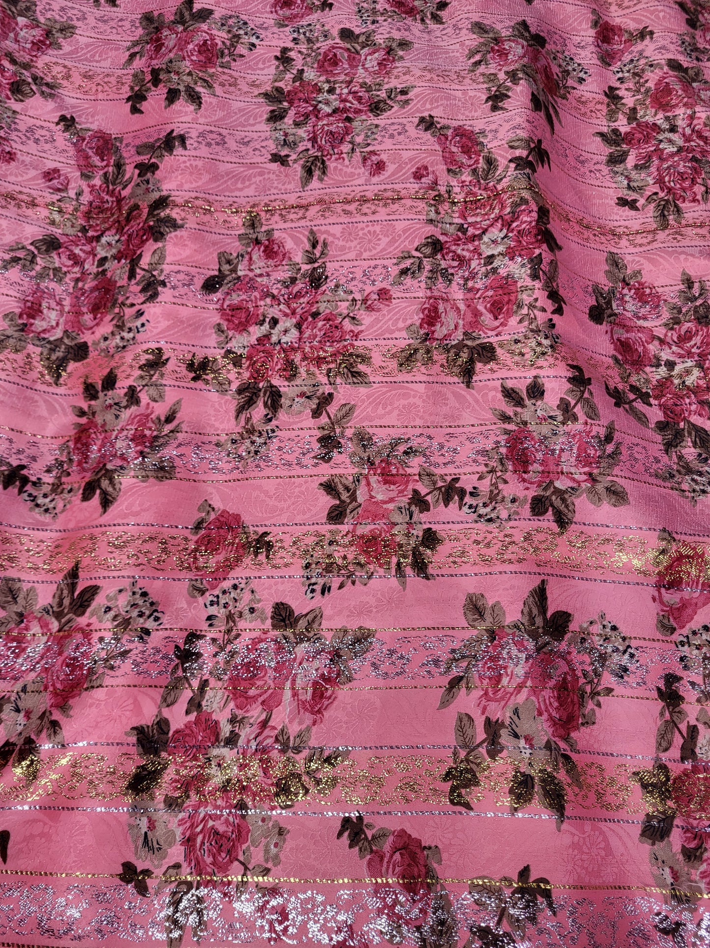 Tissu satin de soie "jawhara" tissé -  Rose