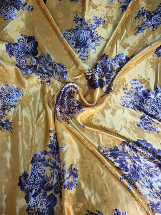 Tissu Jacquard satiné imprimé - Jaune #2