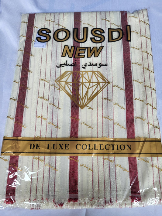 Tissu Sousdi "Jellaba" - Bordeaux et Beige