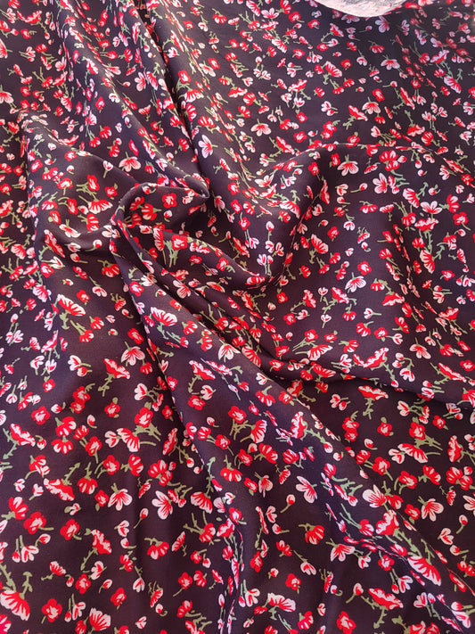 Tissu coton viscose imprimé - Rouge