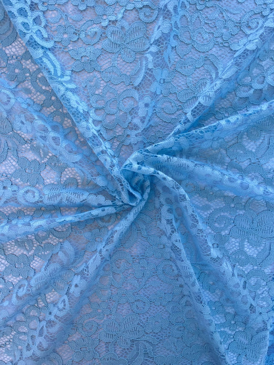 Tissu dentelle monochrome - Bleu ciel