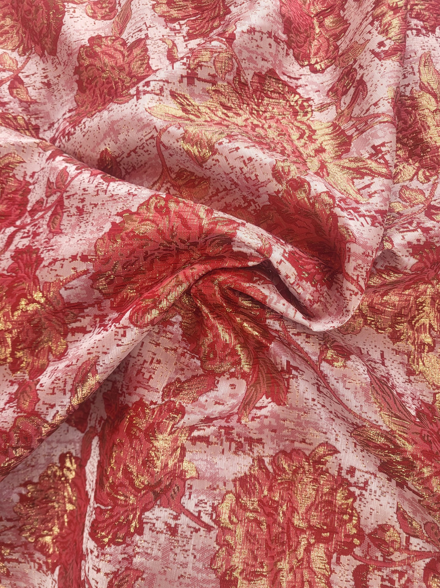 Tissu "Brocart" tissée - Bordeaux et Or