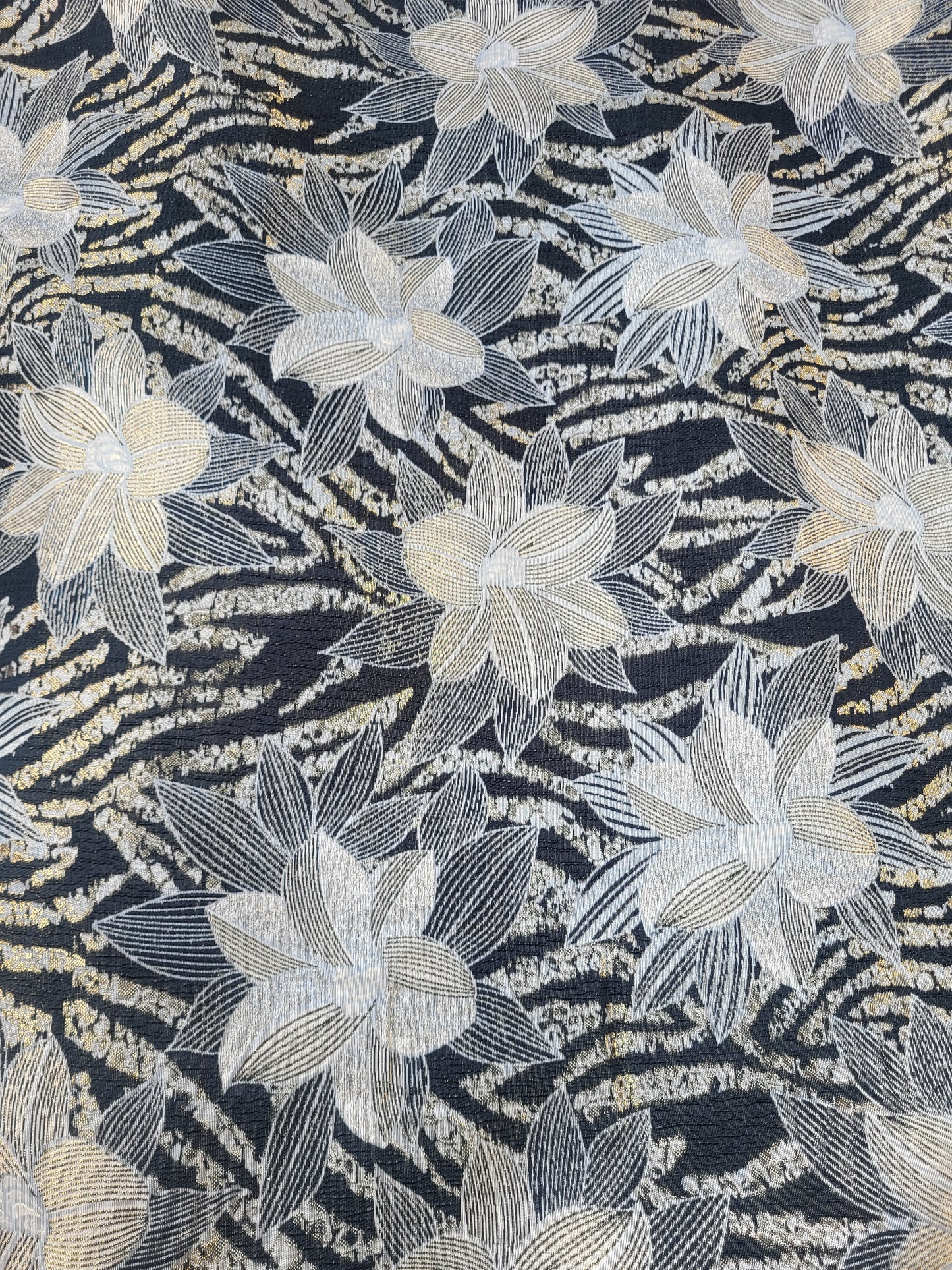 Tissu "Brocart" tissée - Noir et Or