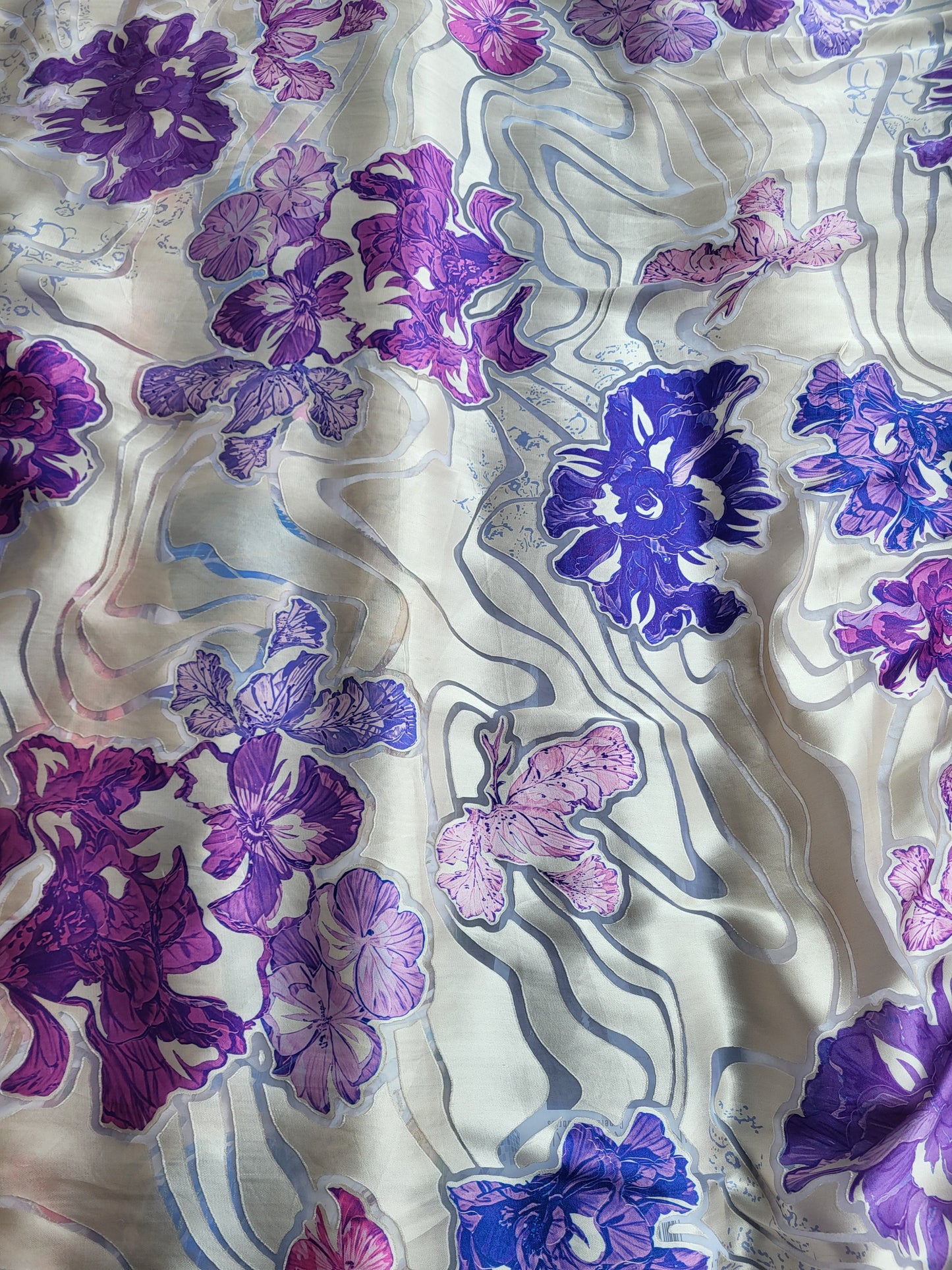 Tissu mousseline de soie "tlija" tissée  - Violet