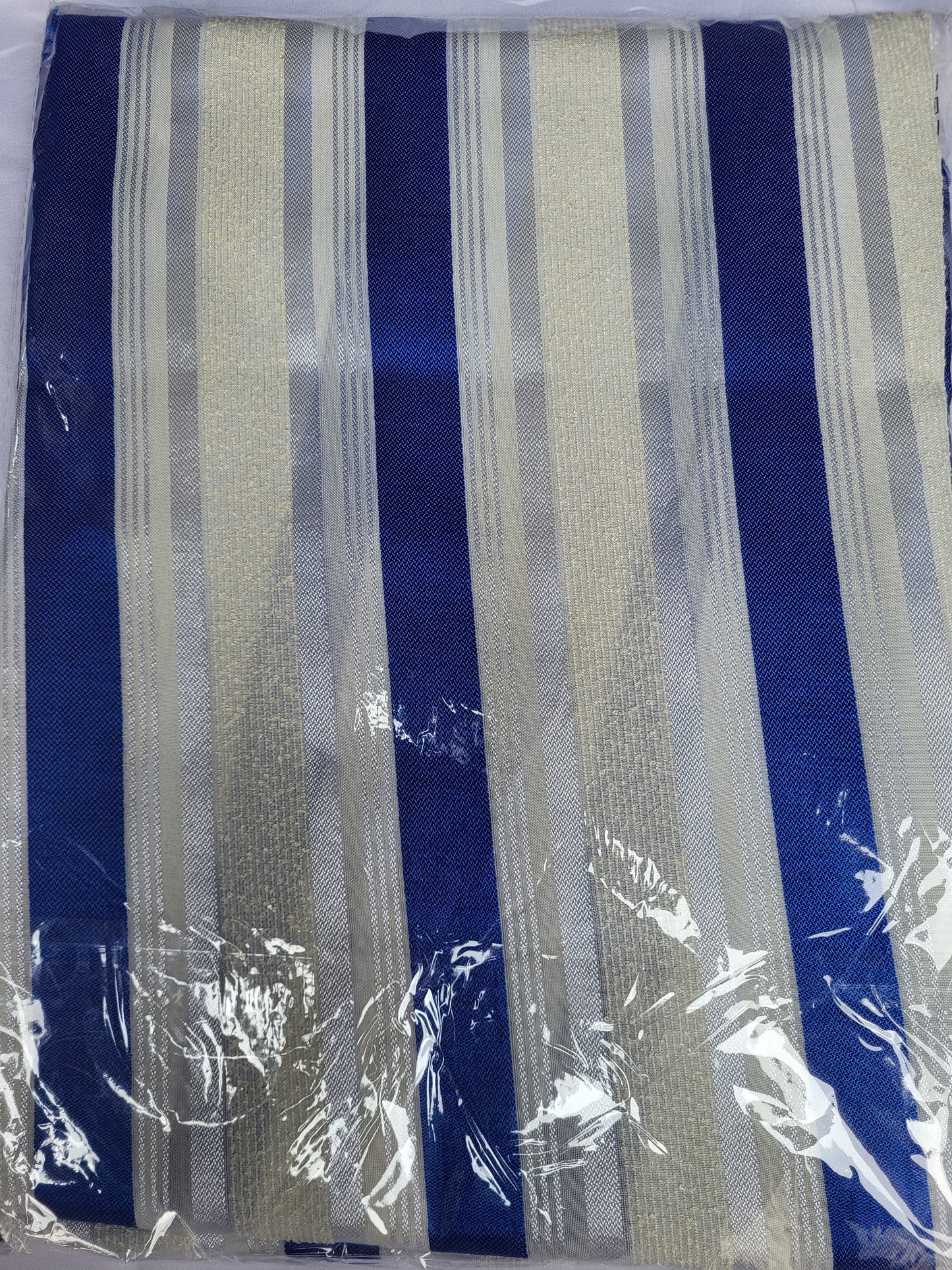 Tissu Sousdi "Jellaba" - Bleu roi et Beige