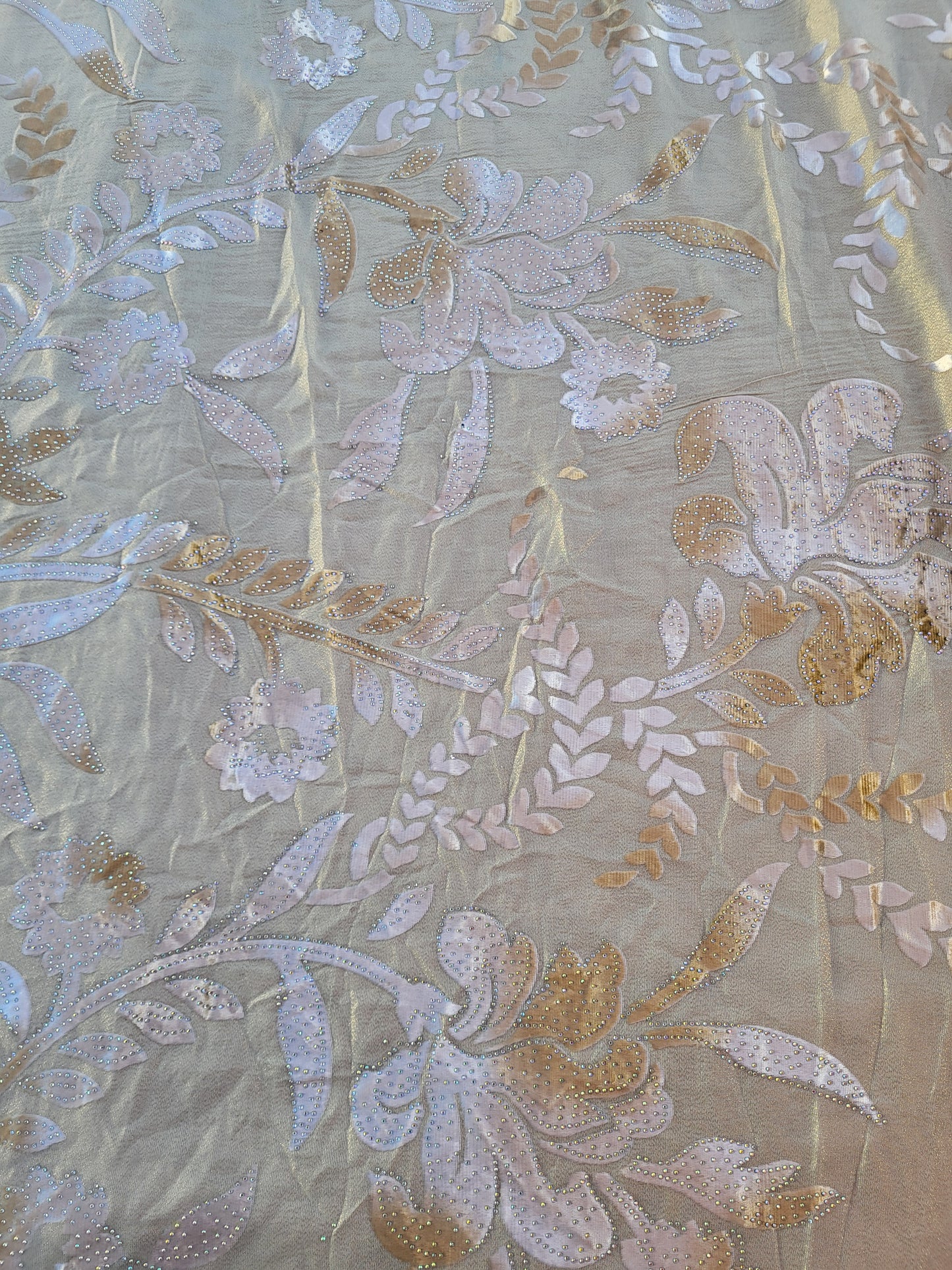 Tissu lamé à motifs velours "tlija" tissée - Jaune
