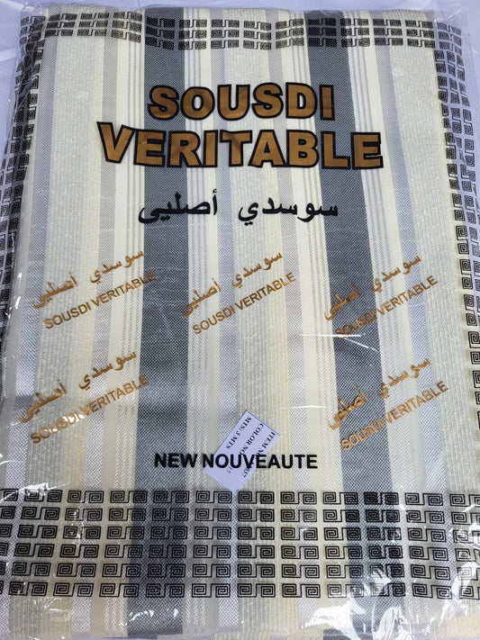 Tissu Sousdi "Jellaba" - Gris et Beige
