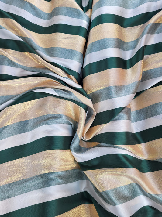 Tissu satin de soie "jawhara" tissé - Vert et Or