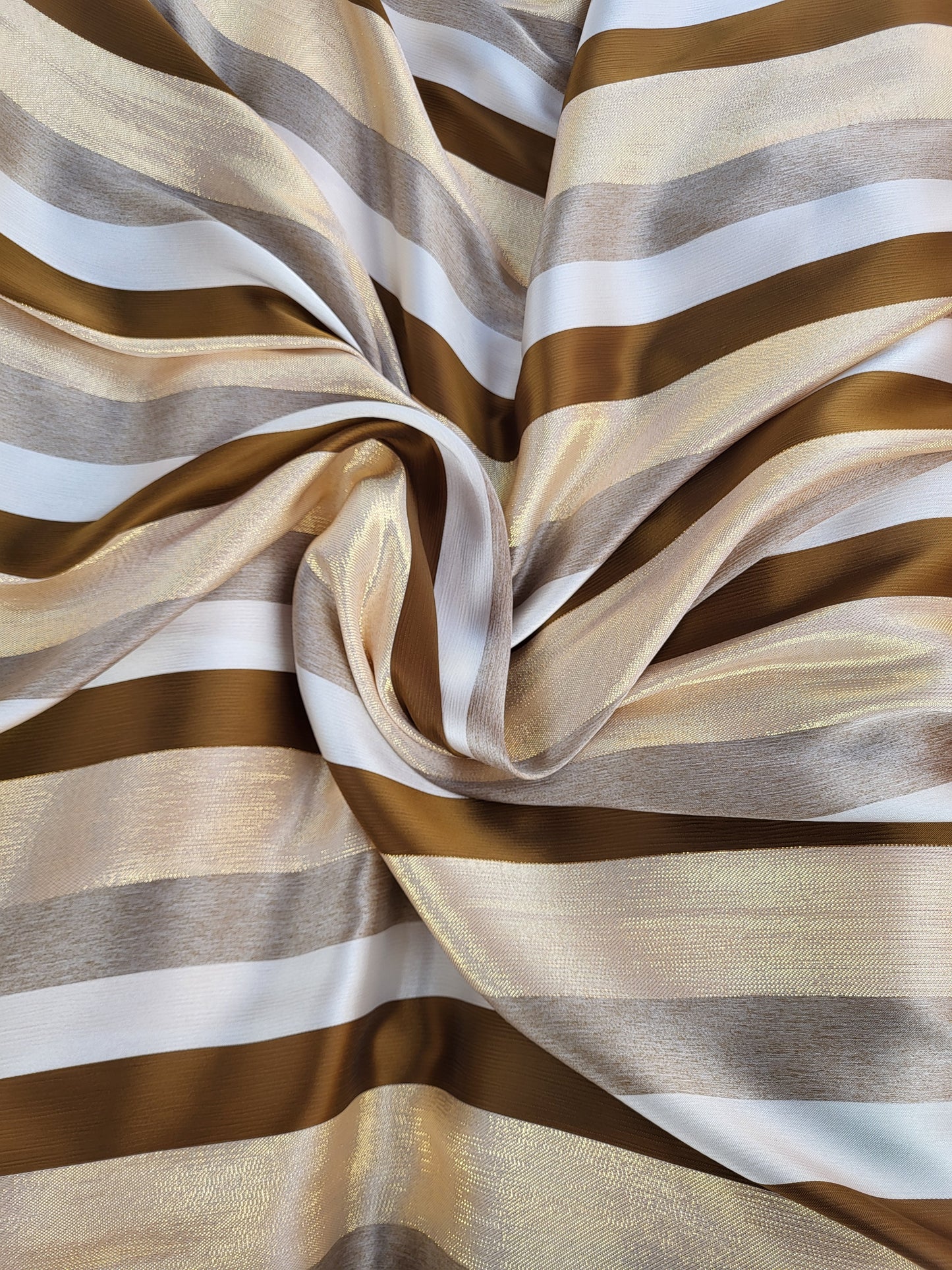 Tissu satin de soie "jawhara" tissé - Marron et Or