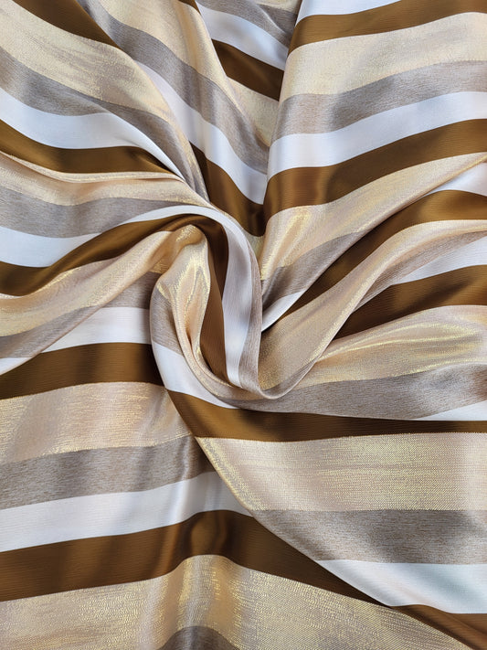 Tissu satin de soie "jawhara" tissé - Marron et Or