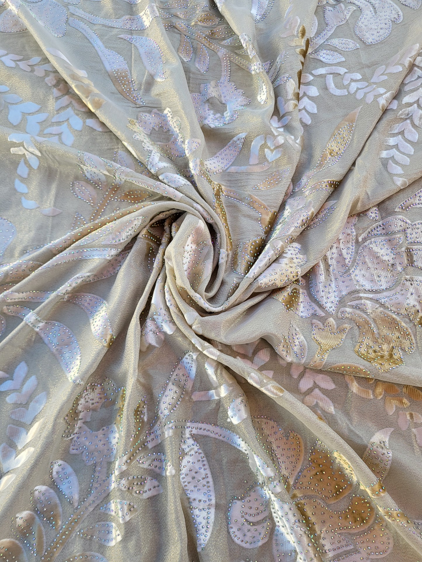 Tissu lamé à motifs velours "tlija" tissée - Jaune
